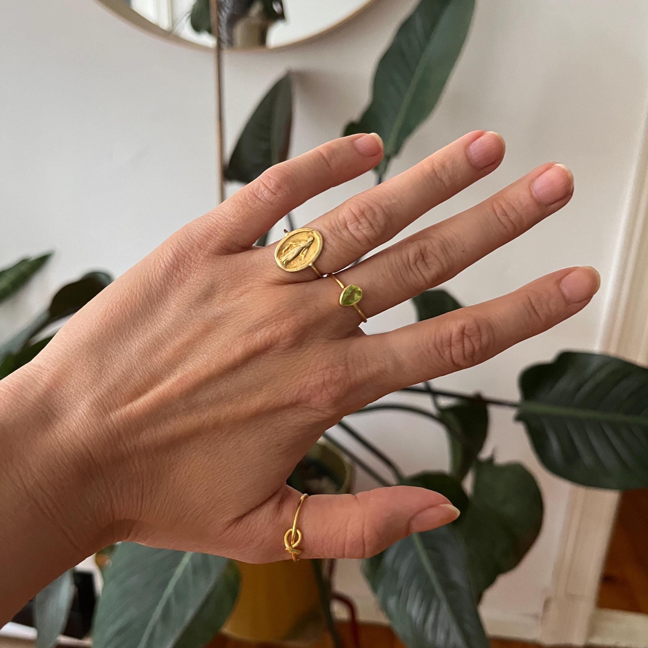 Maria Ring vergoldet aus 925 Sterling Silber handgemacht
