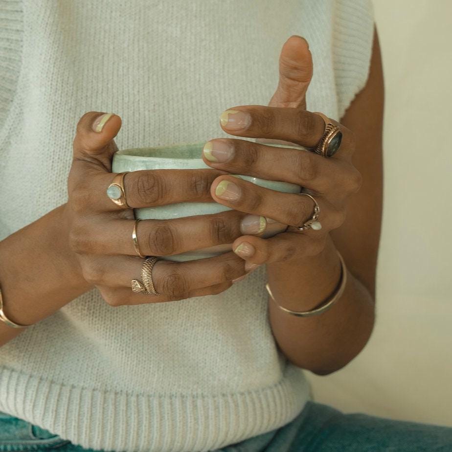 Augenförmiger Labradorit Ring groß gold handgemacht