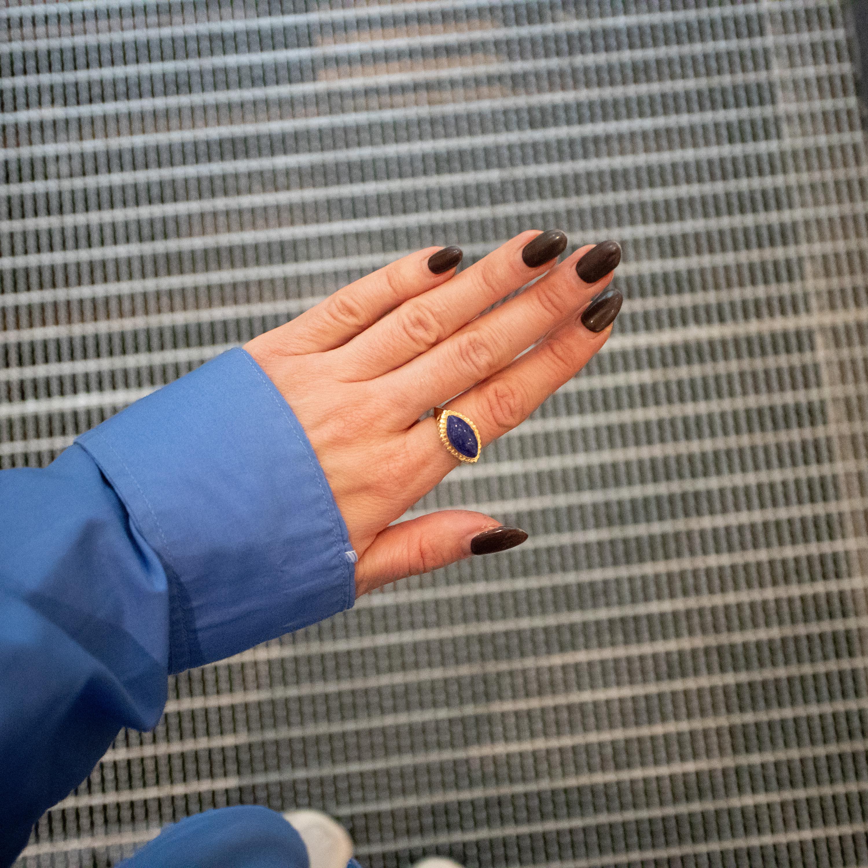 Augenförmiger Lapis Lazuli Ring groß gold handgemacht