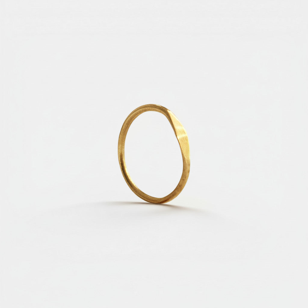 Nooe UG gold brass signet stacking ring, handmade with a minimalist design.