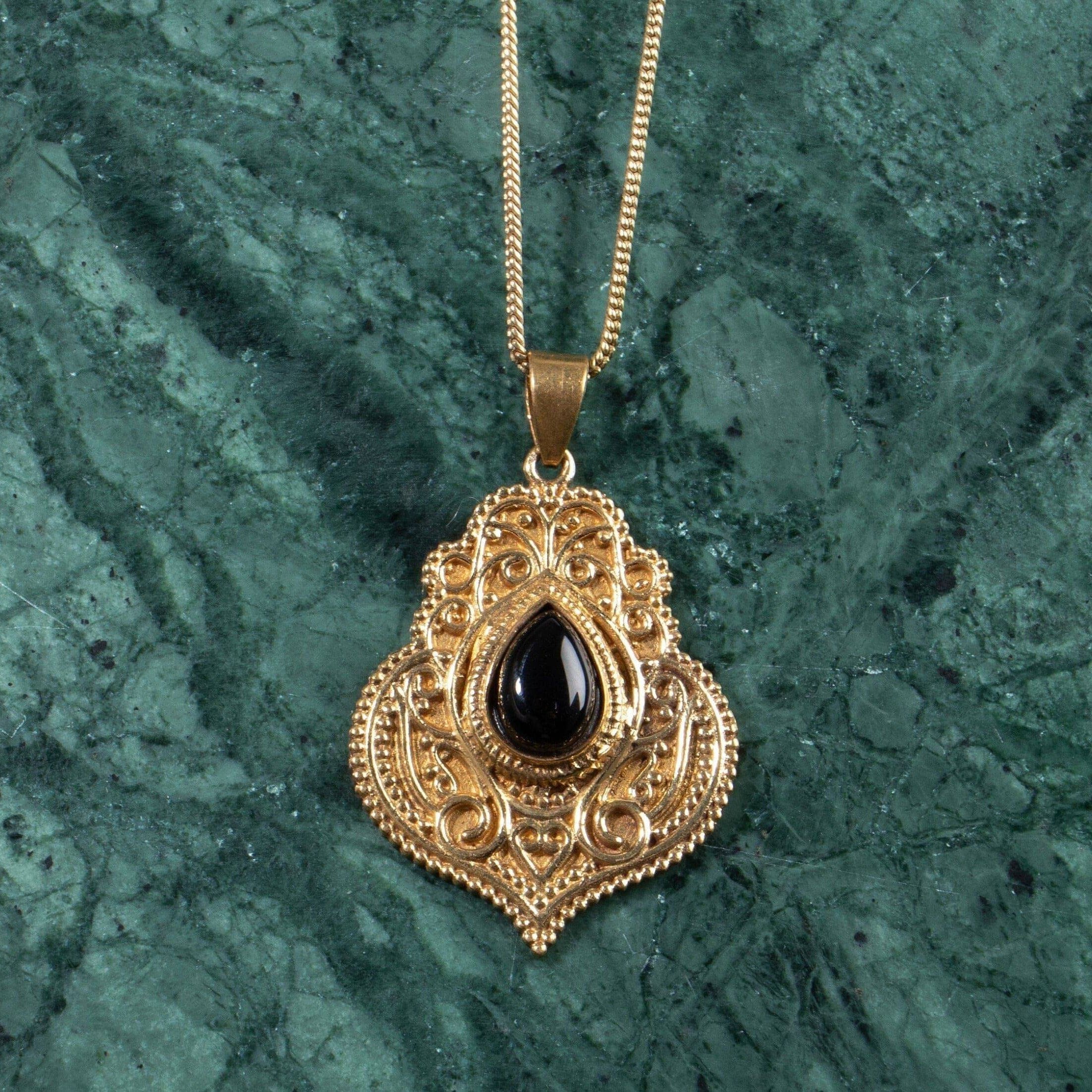 Onyx Mandala Kette gold handgemacht - NooeBerlin