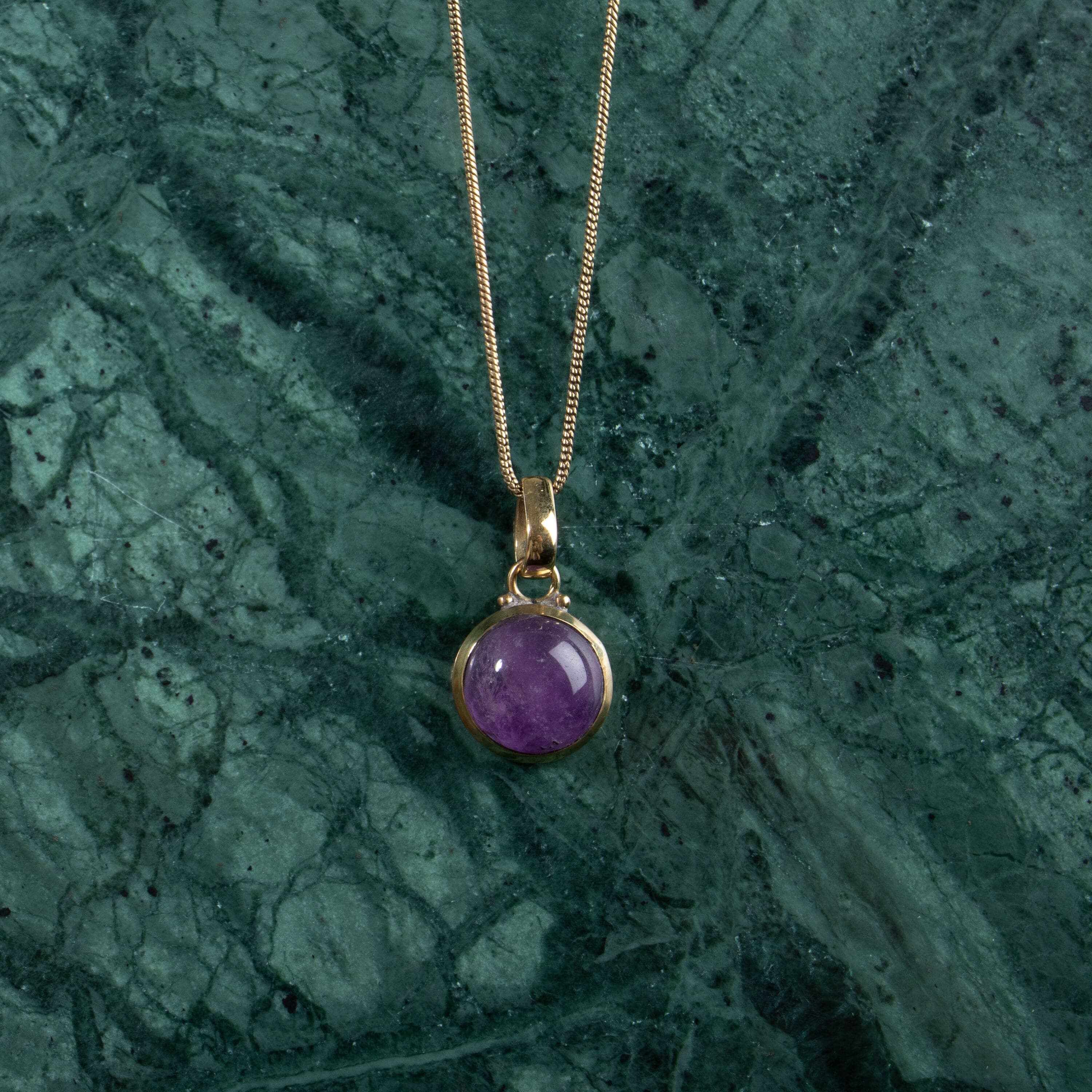 Runde Amethyst Kette aus Messing handgemacht - NooeBerlin