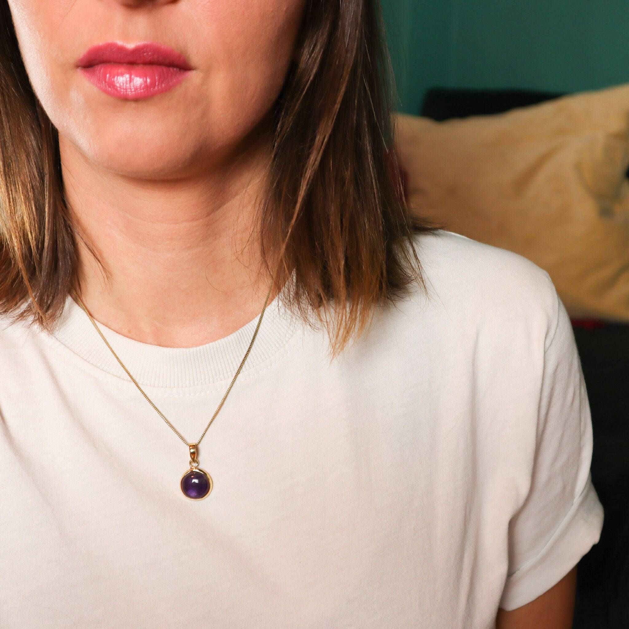 Runde Amethyst Kette aus Messing handgemacht - NooeBerlin