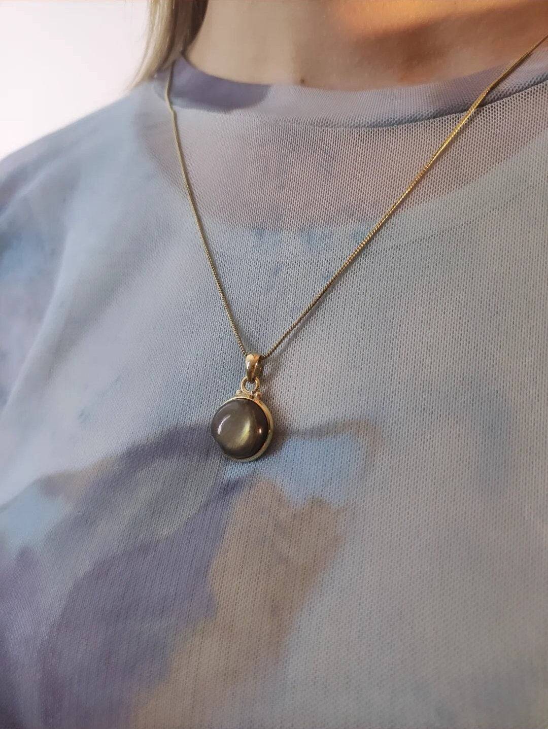 Runde Labradorit Kette aus Messing handgemacht - NooeBerlin