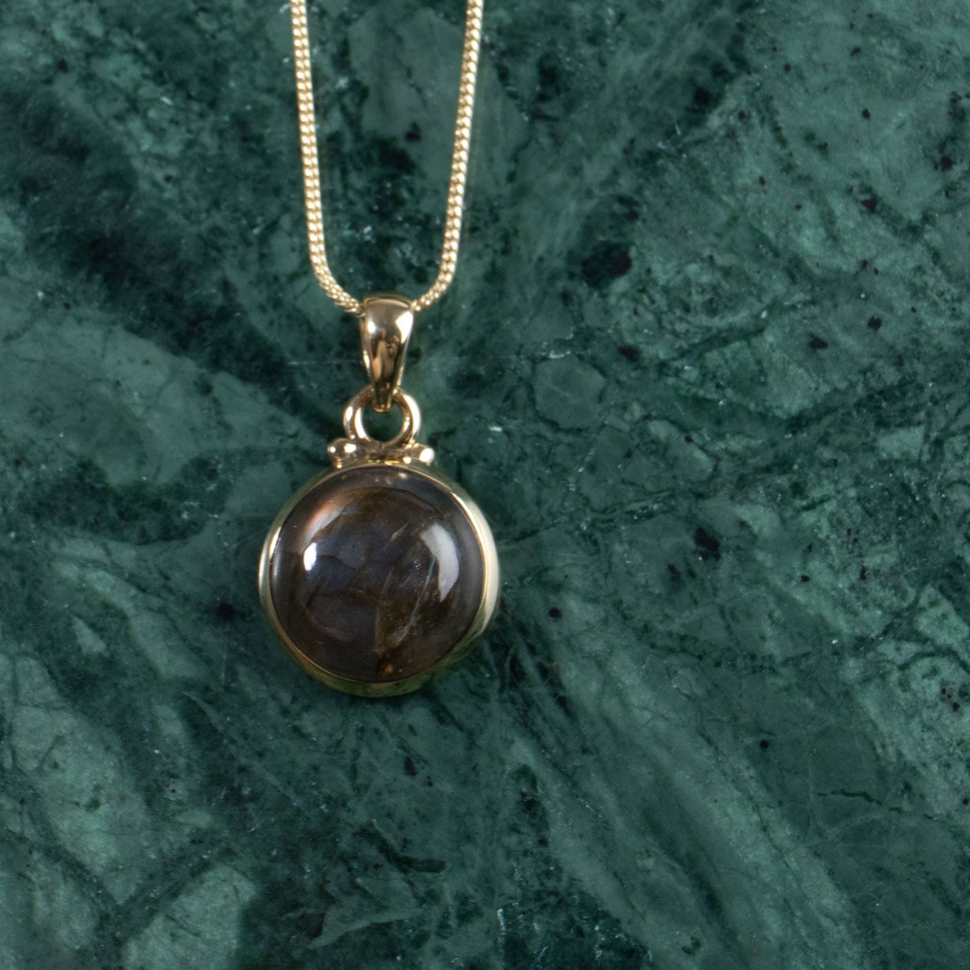Runde Labradorit Kette aus Messing handgemacht - NooeBerlin
