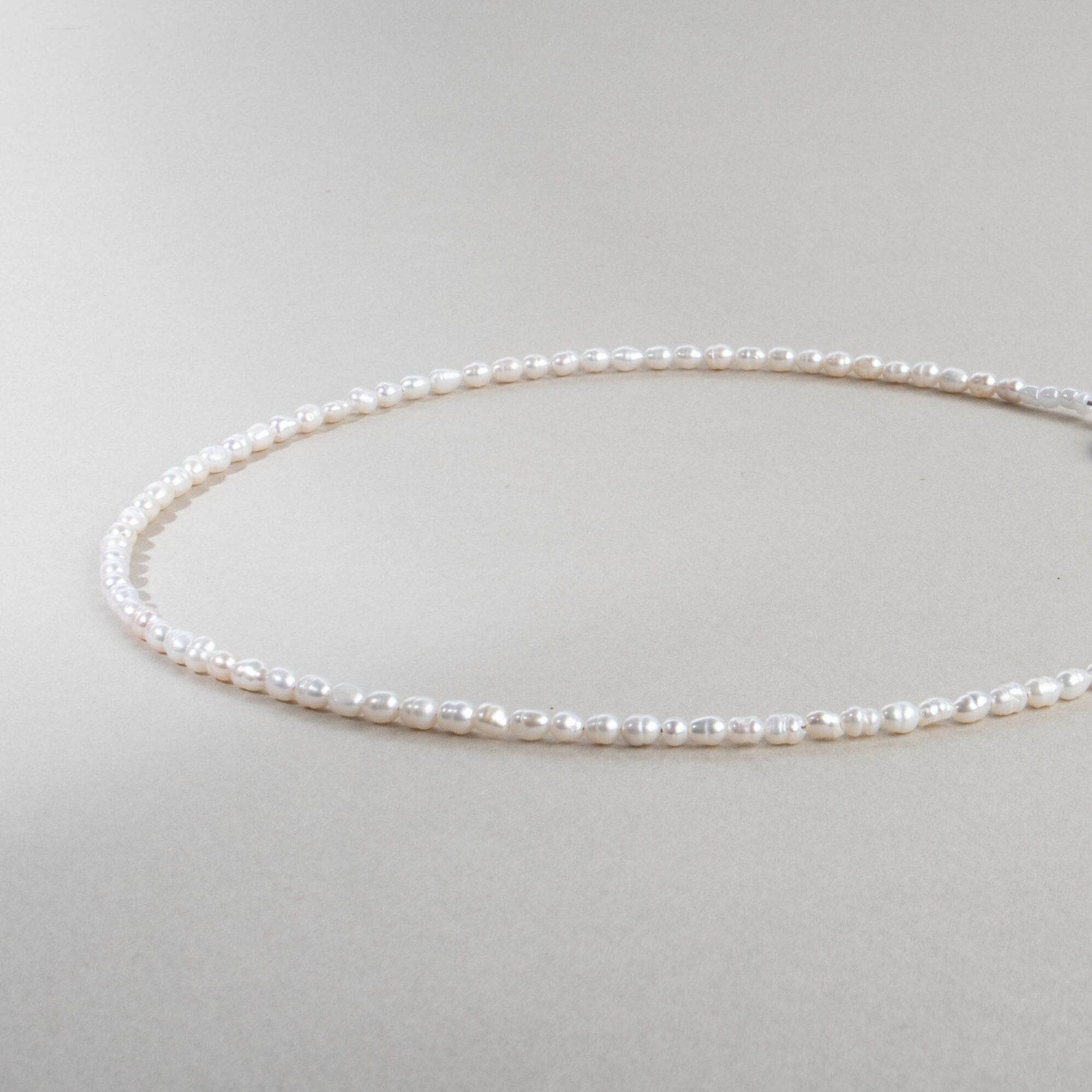 Perlenkette Choker Kette weiß silber handgemacht - NooeBerlin