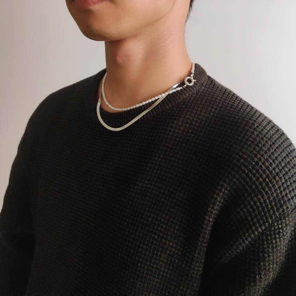 Perlenkette Choker Kette weiß silber handgemacht - NooeBerlin