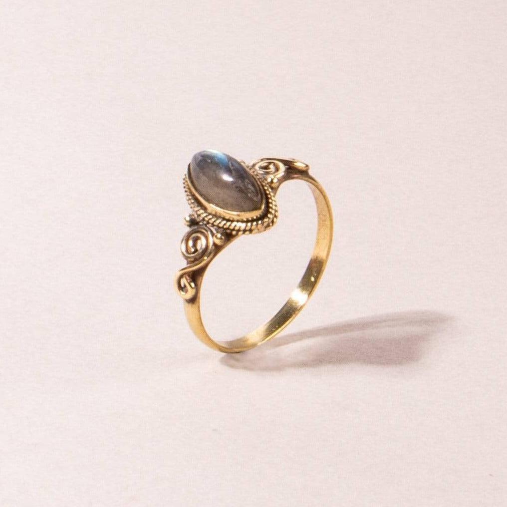 Labradorit Ring Jugendstil Auge gold - NooeBerlin