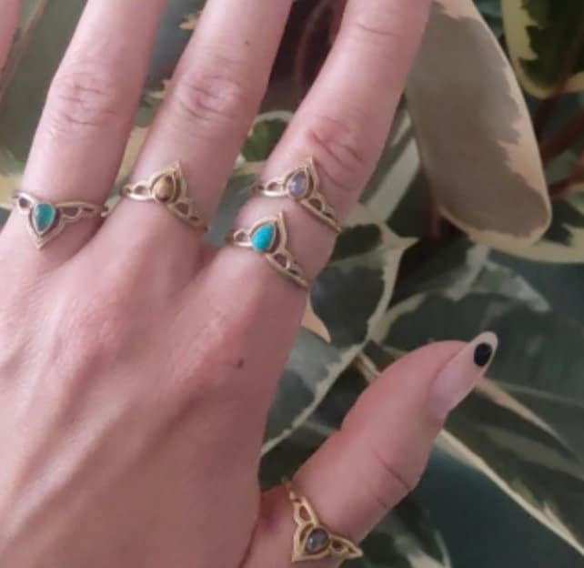 Tiara Kronen Ring mit Amethyst Spitze gold handgemacht - NooeBerlin