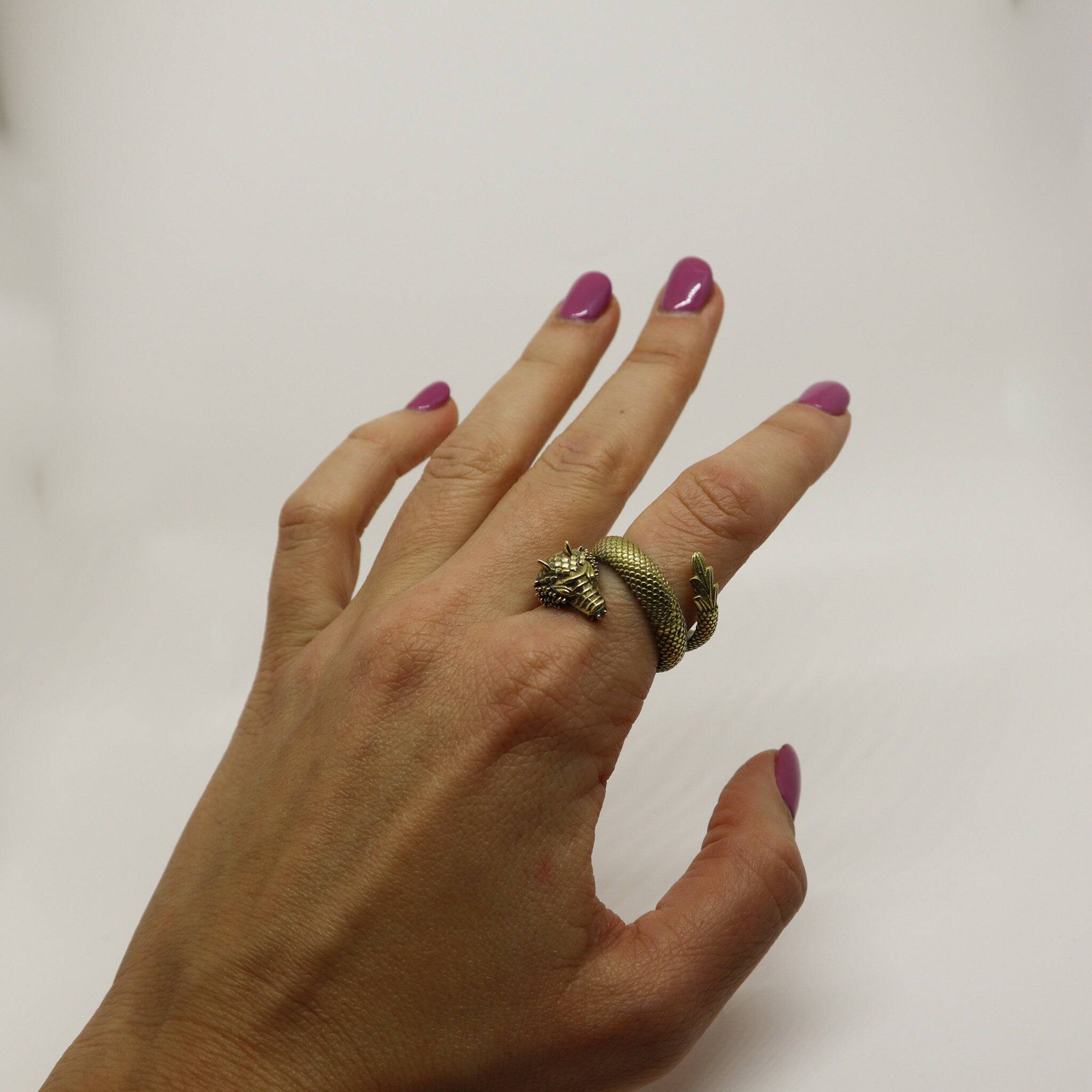 Drachen Ring aus Messing Fantasy handgemacht - NooeBerlin