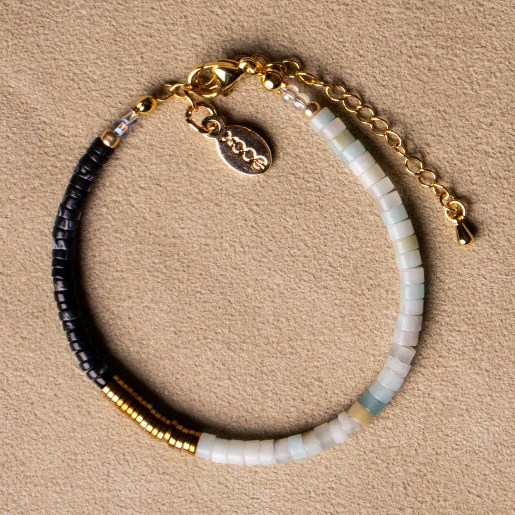 Perlen Armband Edelstein Amazonit vergoldet handgemacht - NooeBerlin