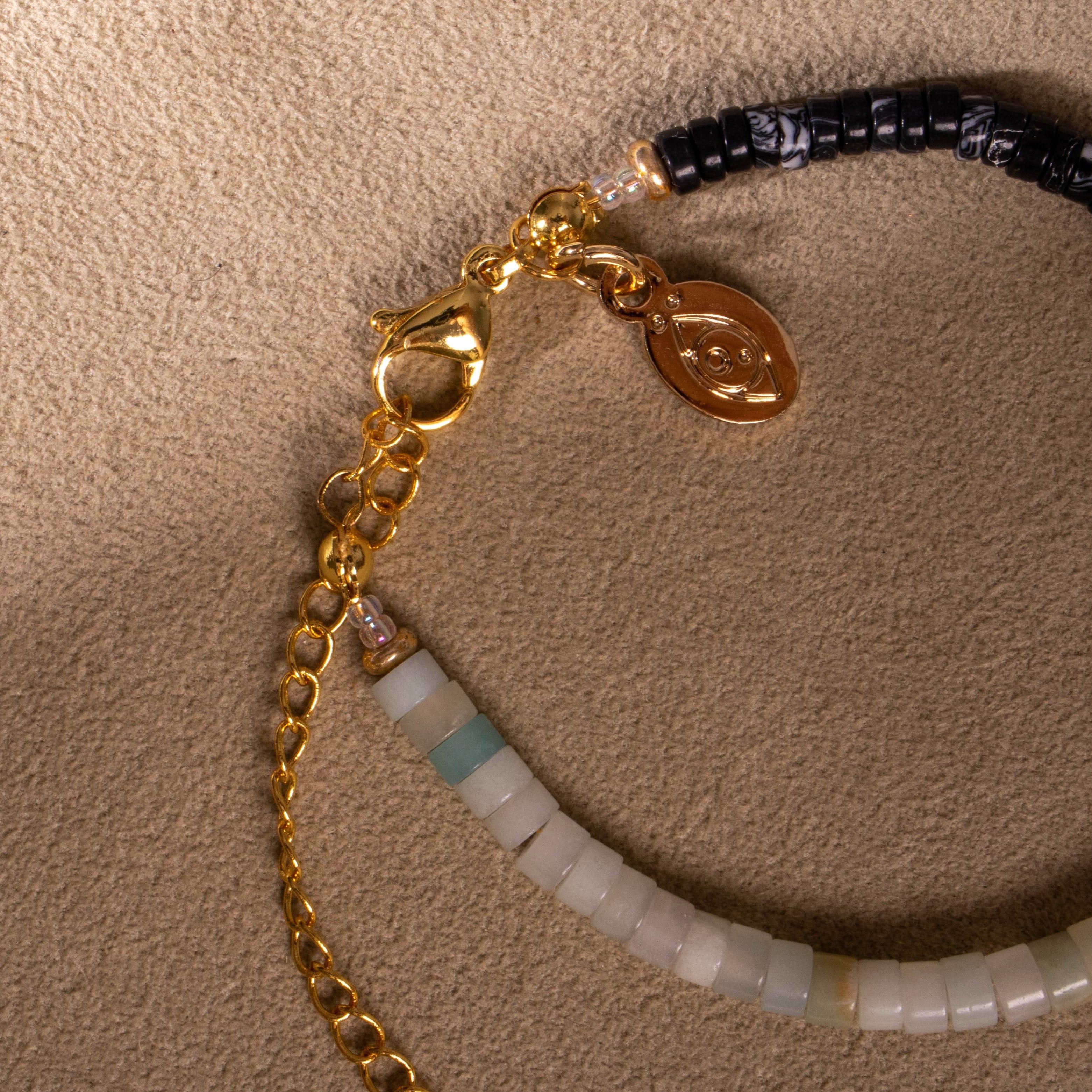 Perlen Armband Edelstein Amazonit vergoldet handgemacht - NooeBerlin