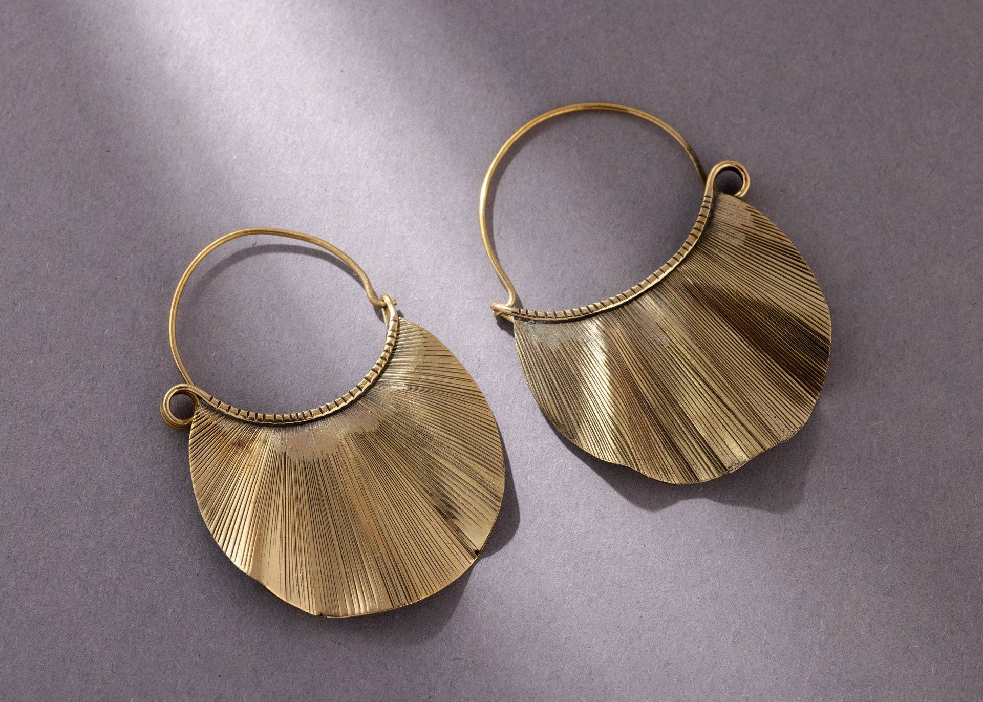 Fächer Blatt Ohrringe gold - NooeBerlin
