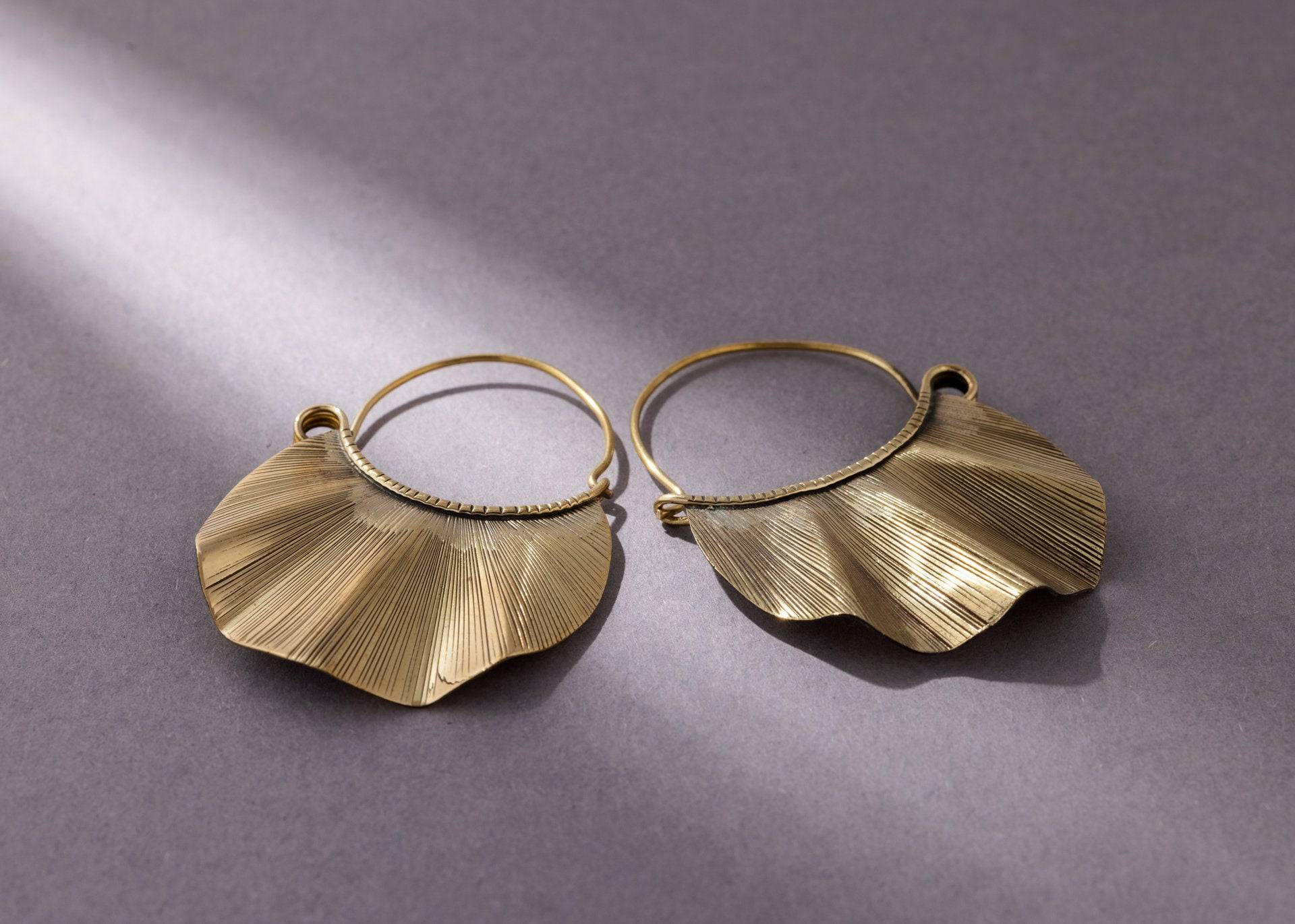 Fächer Blatt Ohrringe gold - NooeBerlin