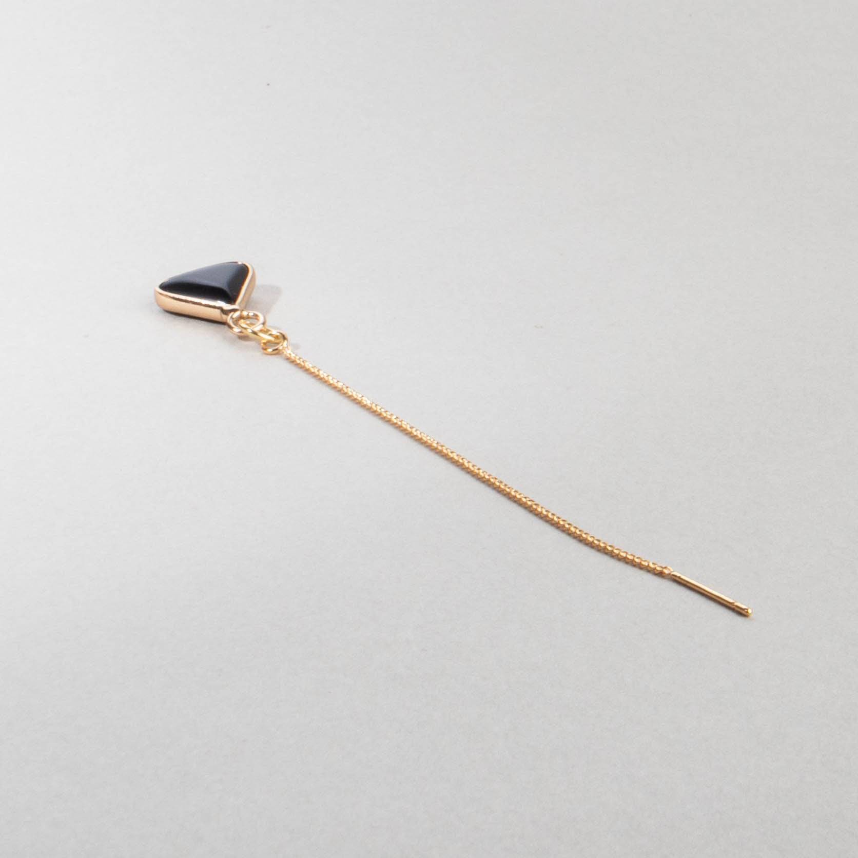 Ohrring Einfädler mit schwarzem Onyx Edelstein vergoldet - NooeBerlin