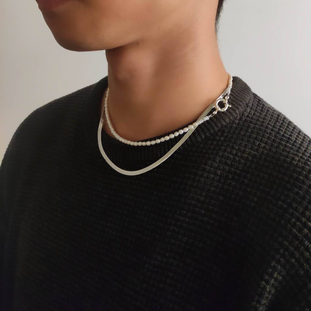 mini Perlenkette Choker Kette weiß silber handgemacht - NooeBerlin