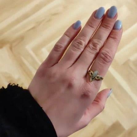 Auge Kronen Ring mit Mondstein gold handgemacht - NooeBerlin