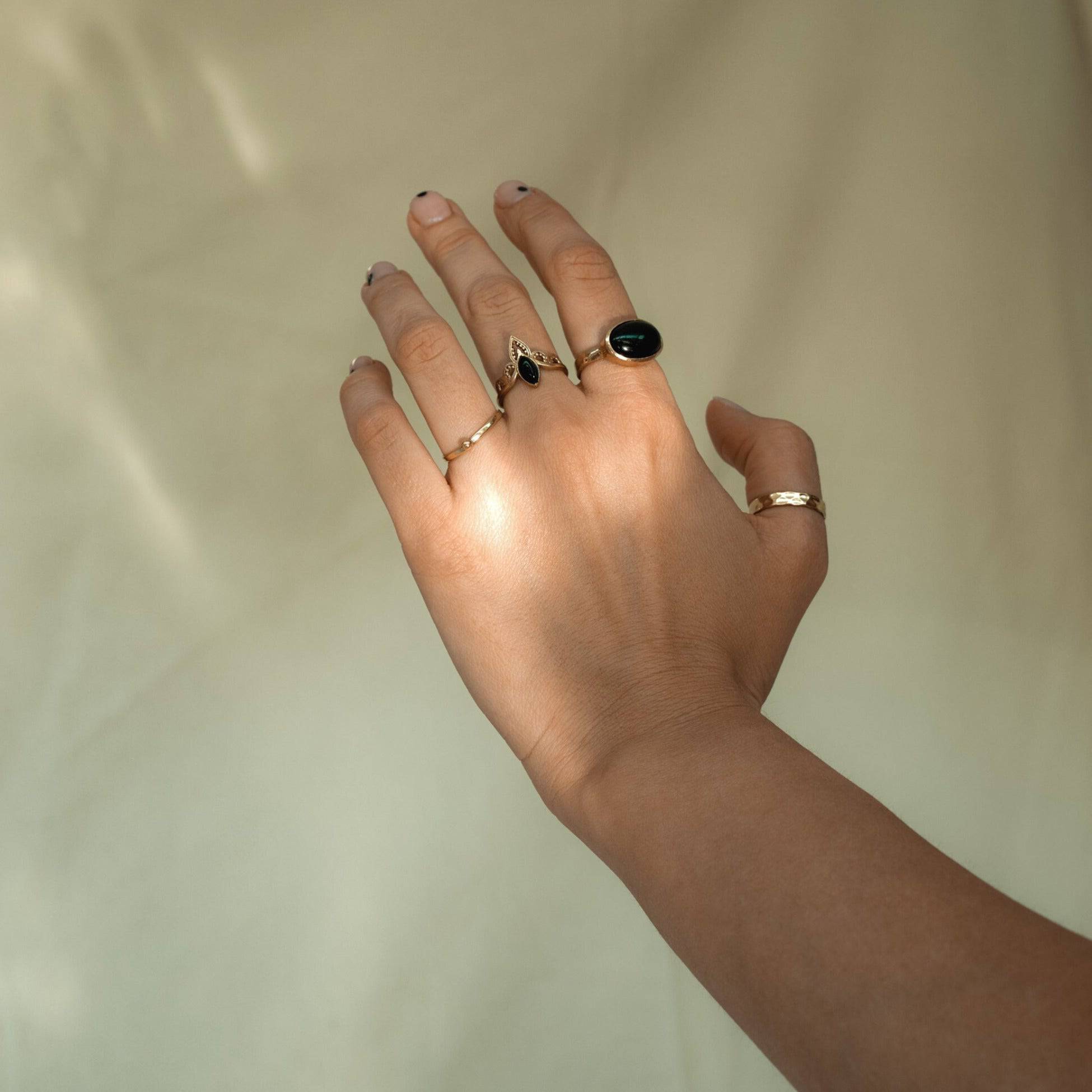 Auge Kronen Ring mit Tigerauge gold handgemacht - NooeBerlin