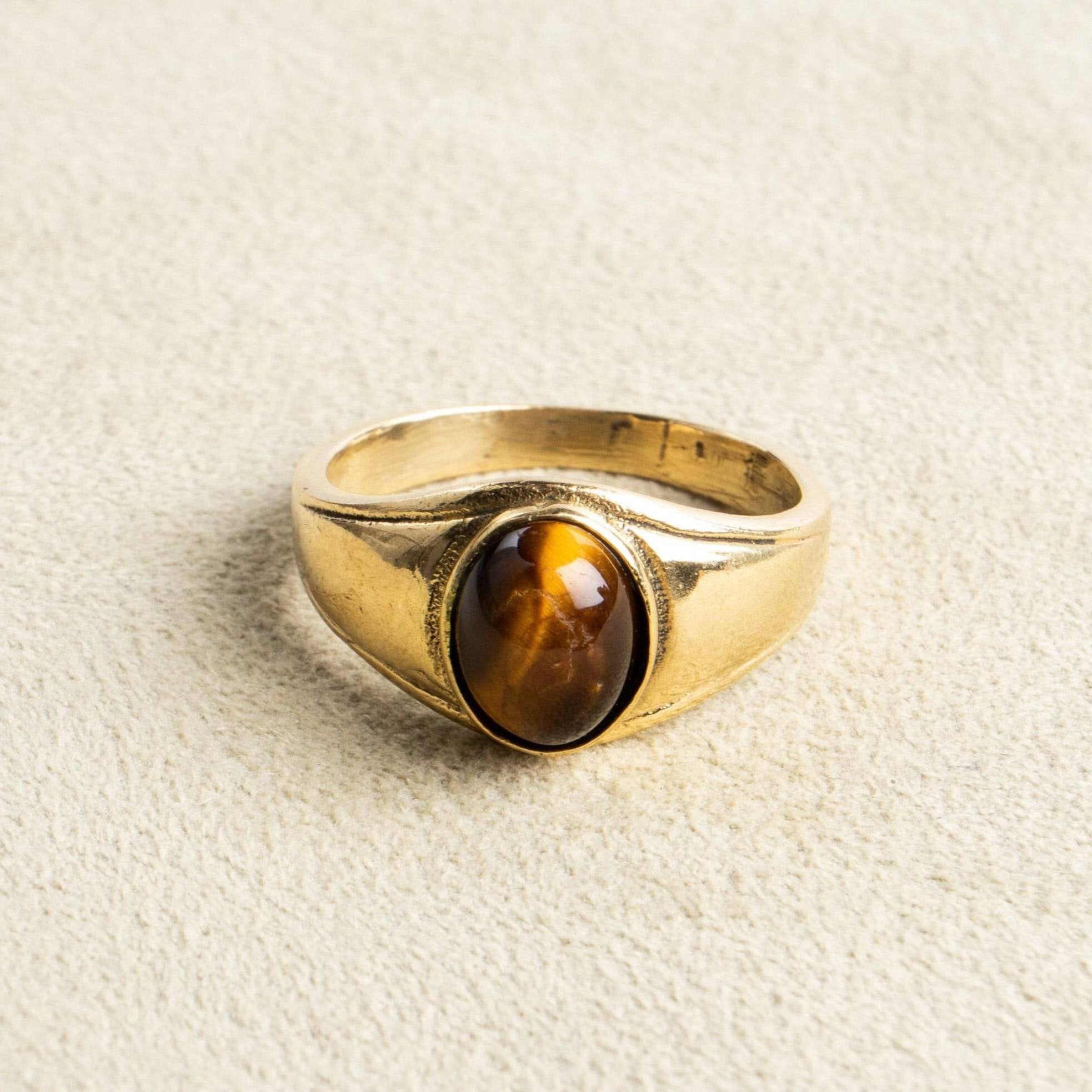 Siegelring mit Tigerauge oval gold - NooeBerlin