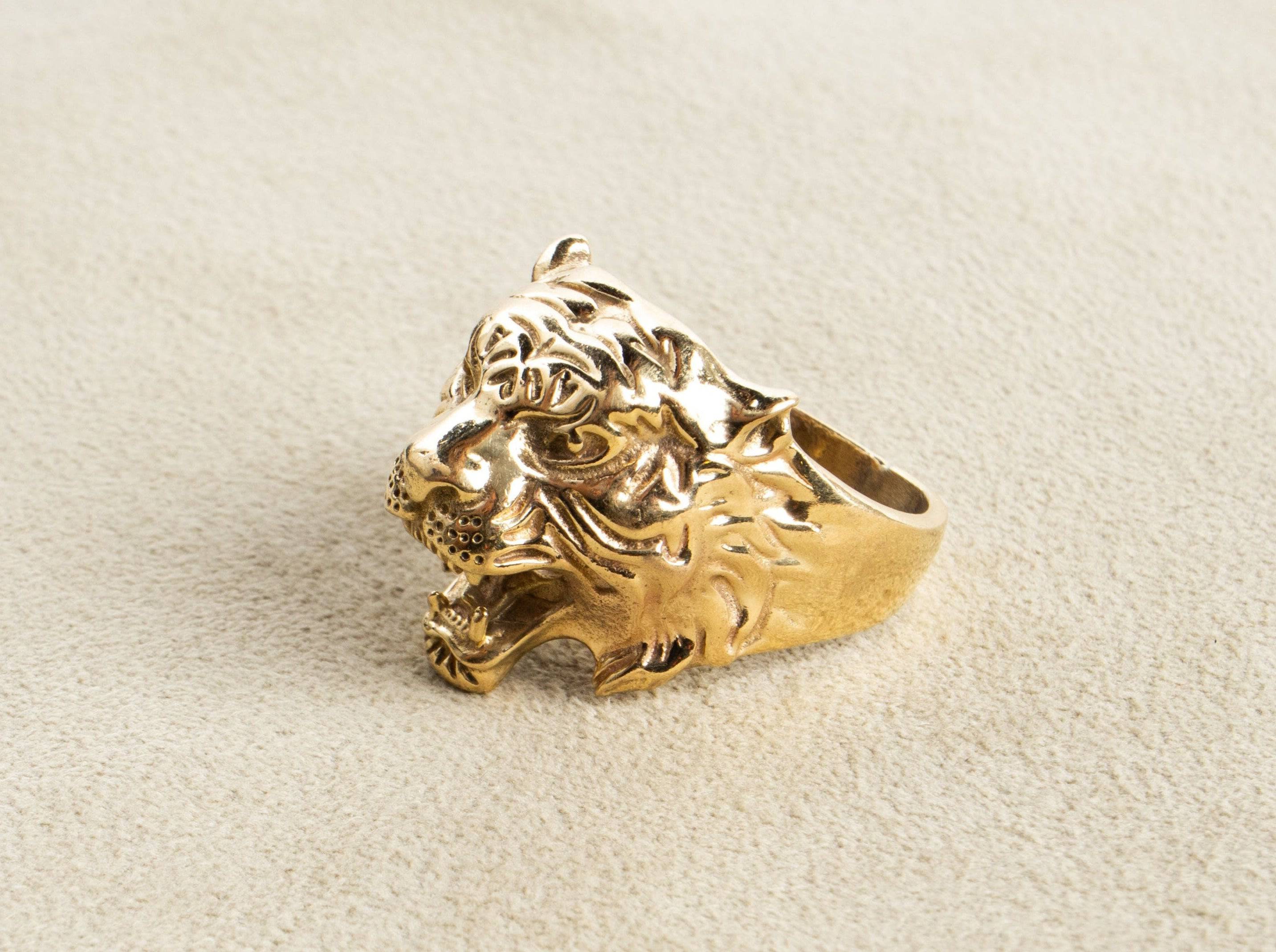 Tigerkopf Tiger Ring gold handgemacht - NooeBerlin