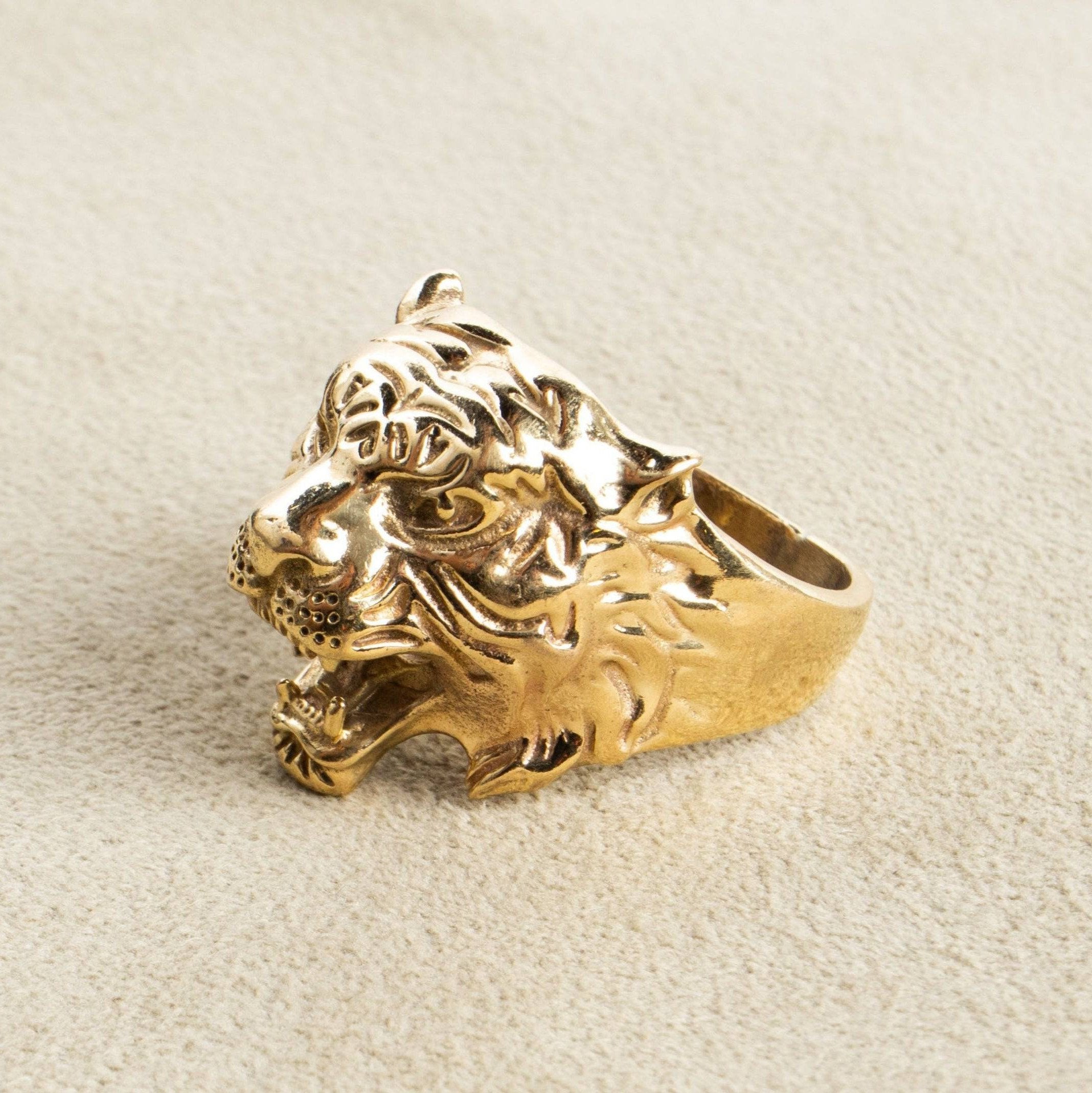 Tigerkopf Tiger Ring gold handgemacht - NooeBerlin