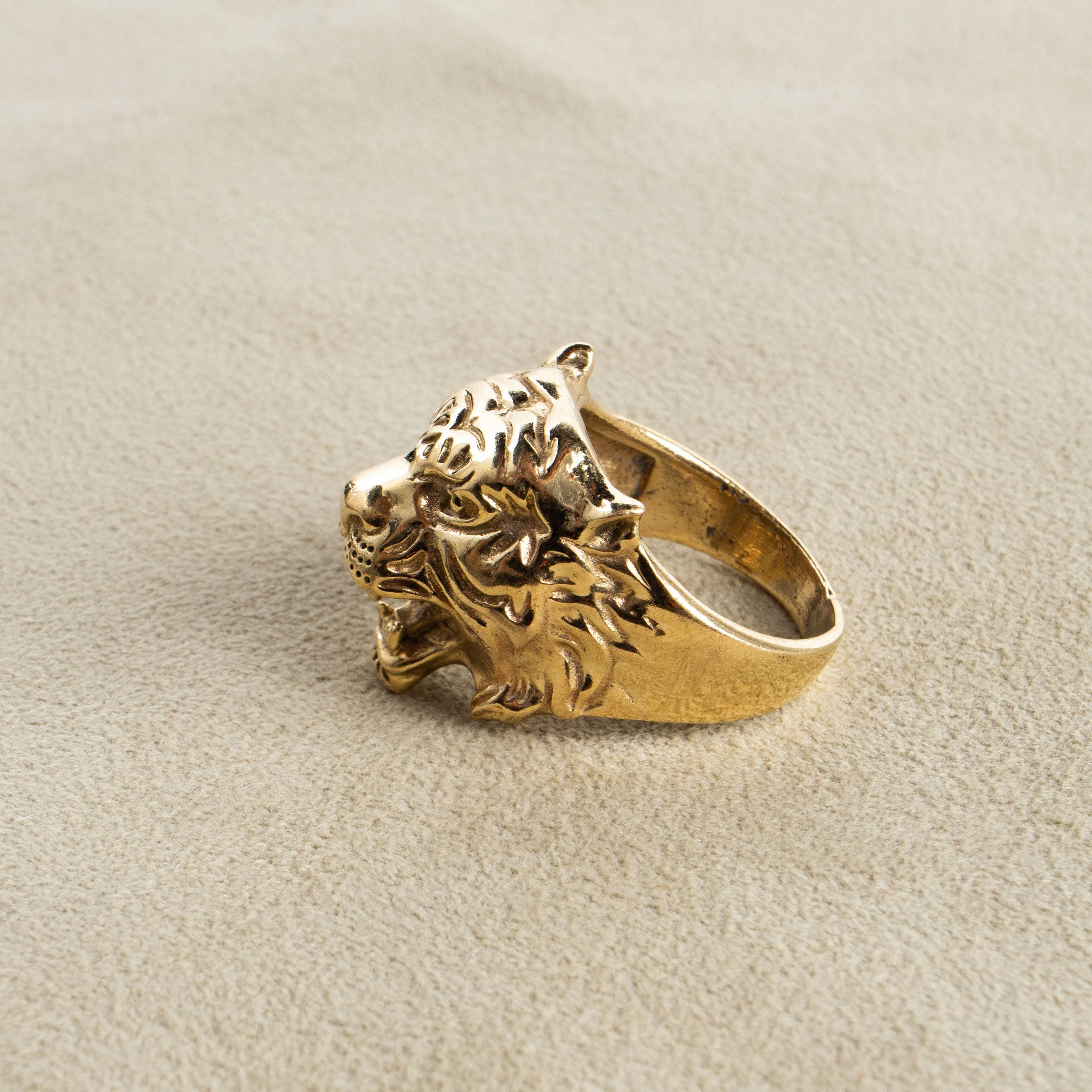 Tigerkopf Tiger Ring gold handgemacht - NooeBerlin