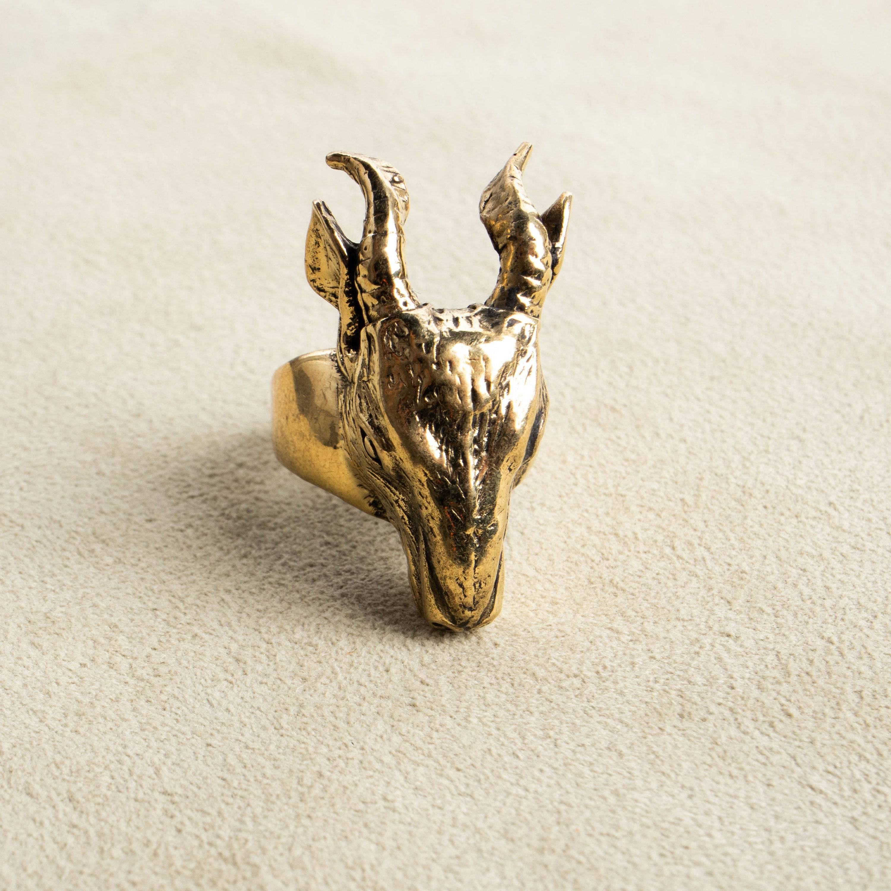 Bock Steinbock Ring gold handgemacht - NooeBerlin