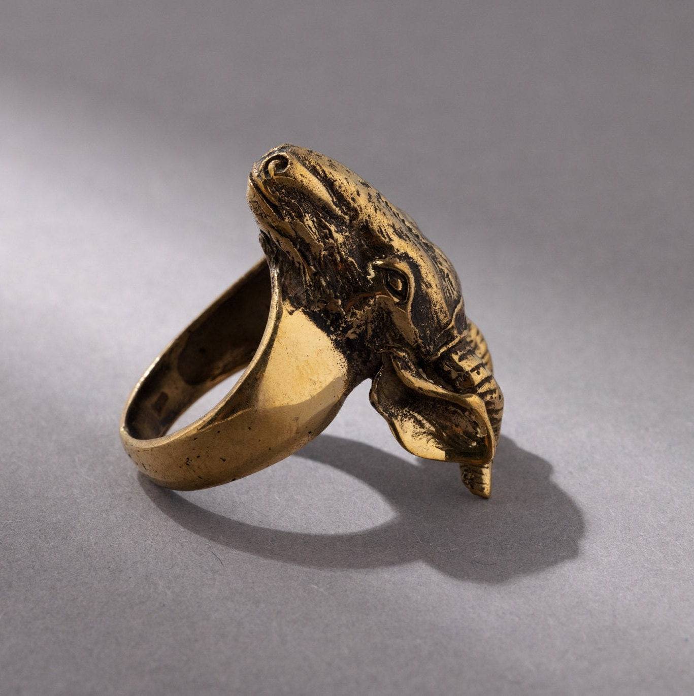 Bock Steinbock Ring gold handgemacht - NooeBerlin