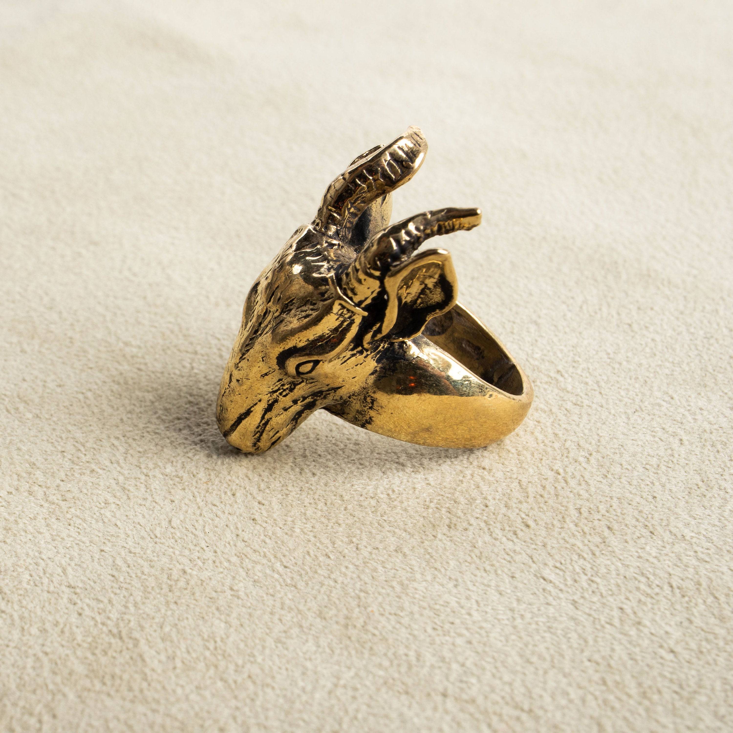 Bock Steinbock Ring gold handgemacht - NooeBerlin