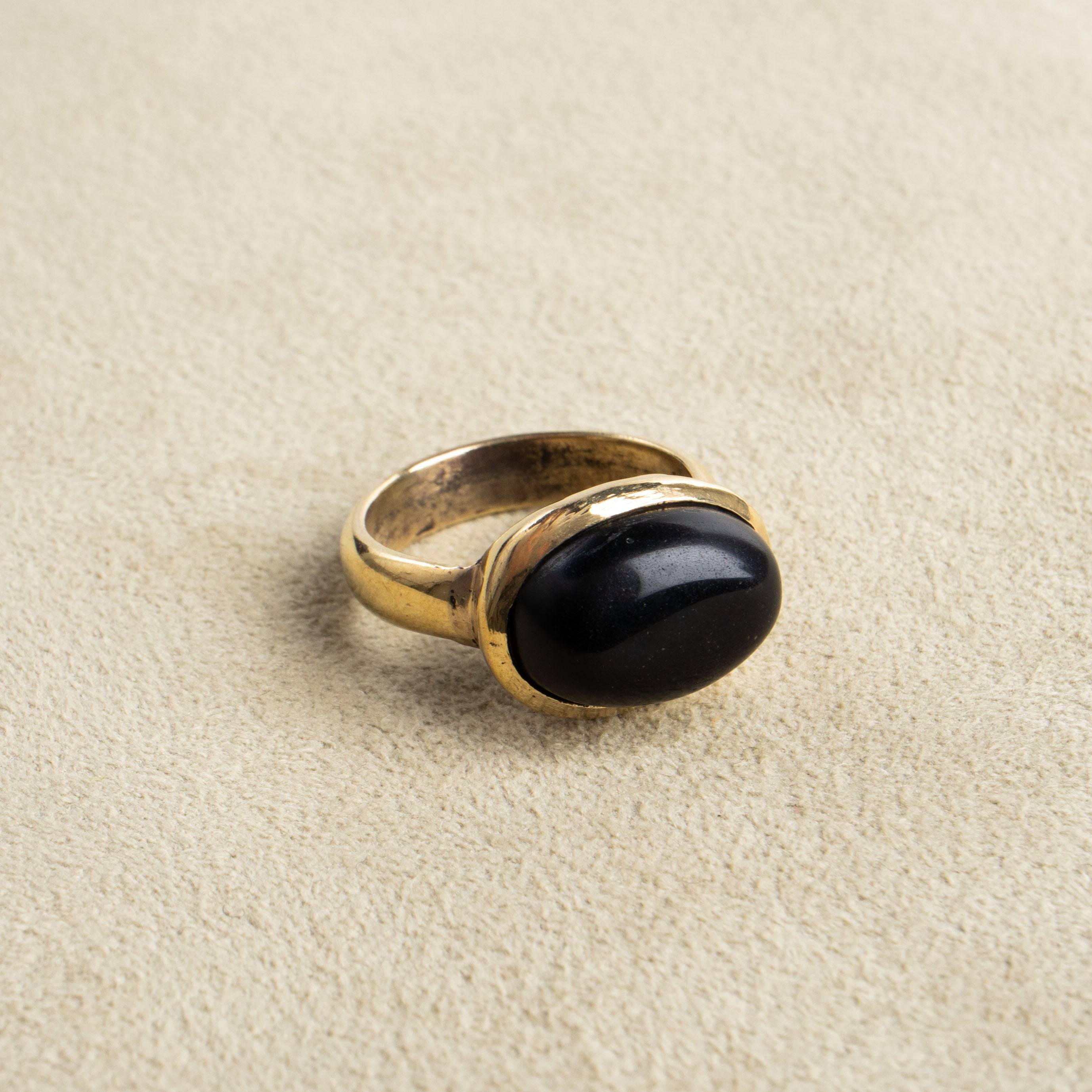 Großer schwarzer Onyx Ring oval - NooeBerlin