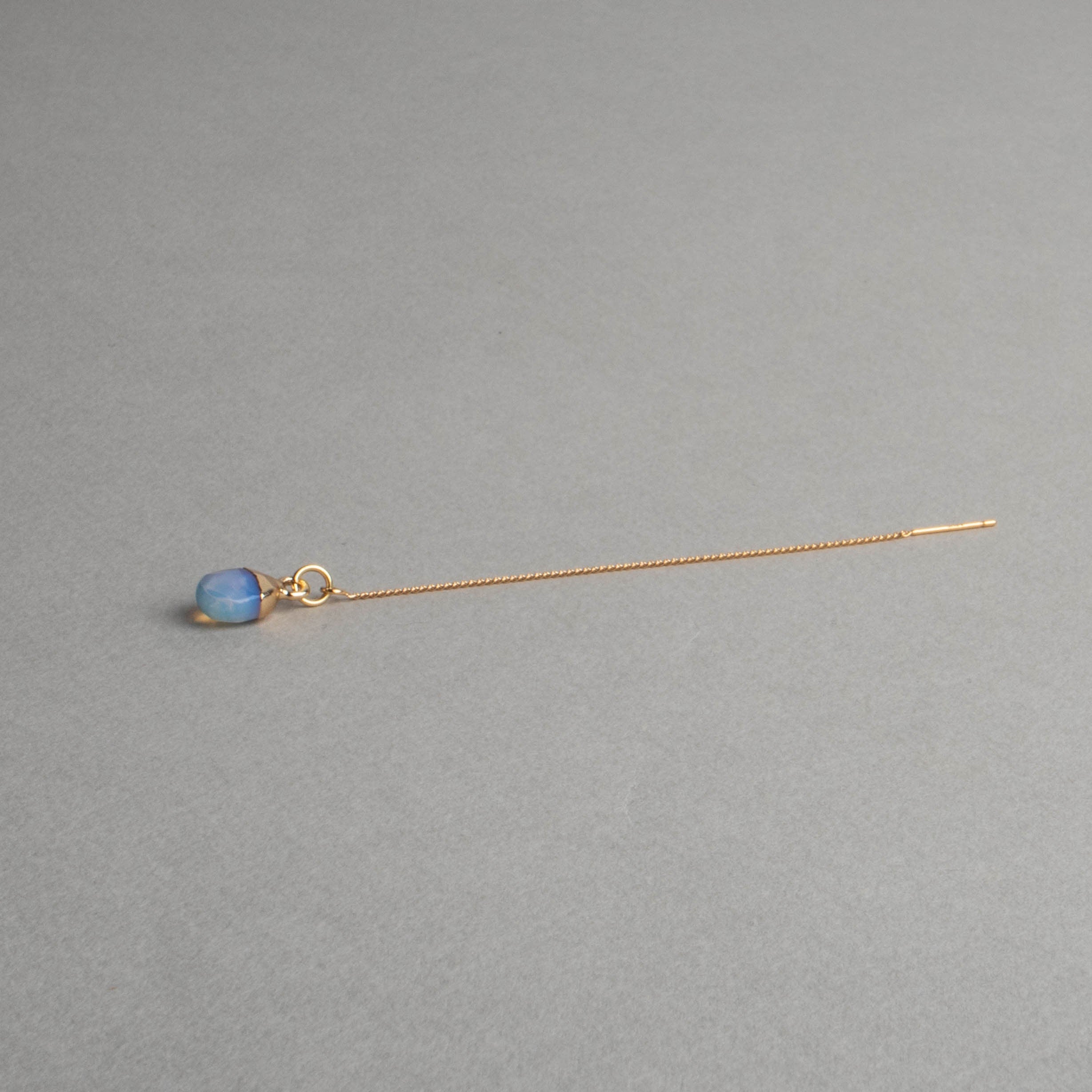 Ohrring Einfädler mit Opalith Edelstein vergoldet Träne