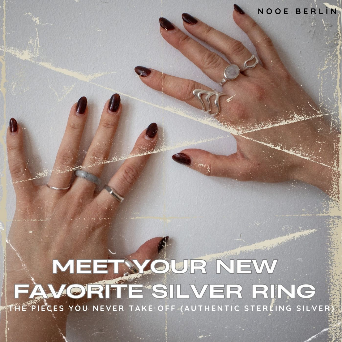 Organische Silberringe, die einfach bleiben