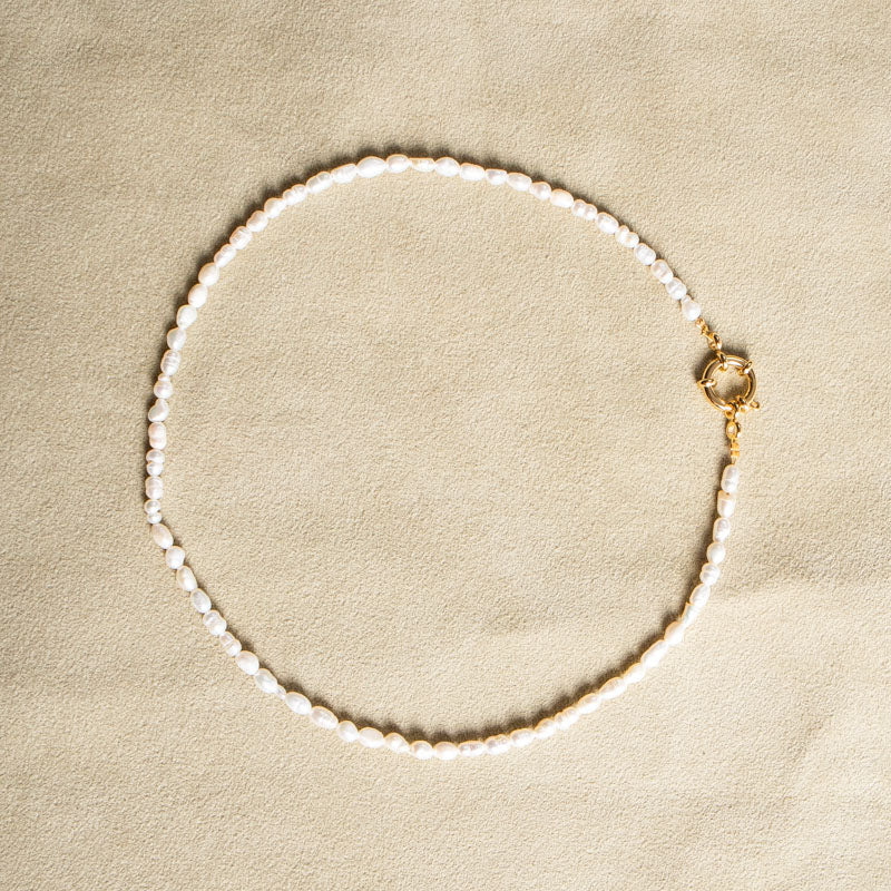 DIY Set: Zarte Halskette aus Süßwasserperlen / echte Perlenkette mit Federringverschluss in gold oder silber - NooeBerlin