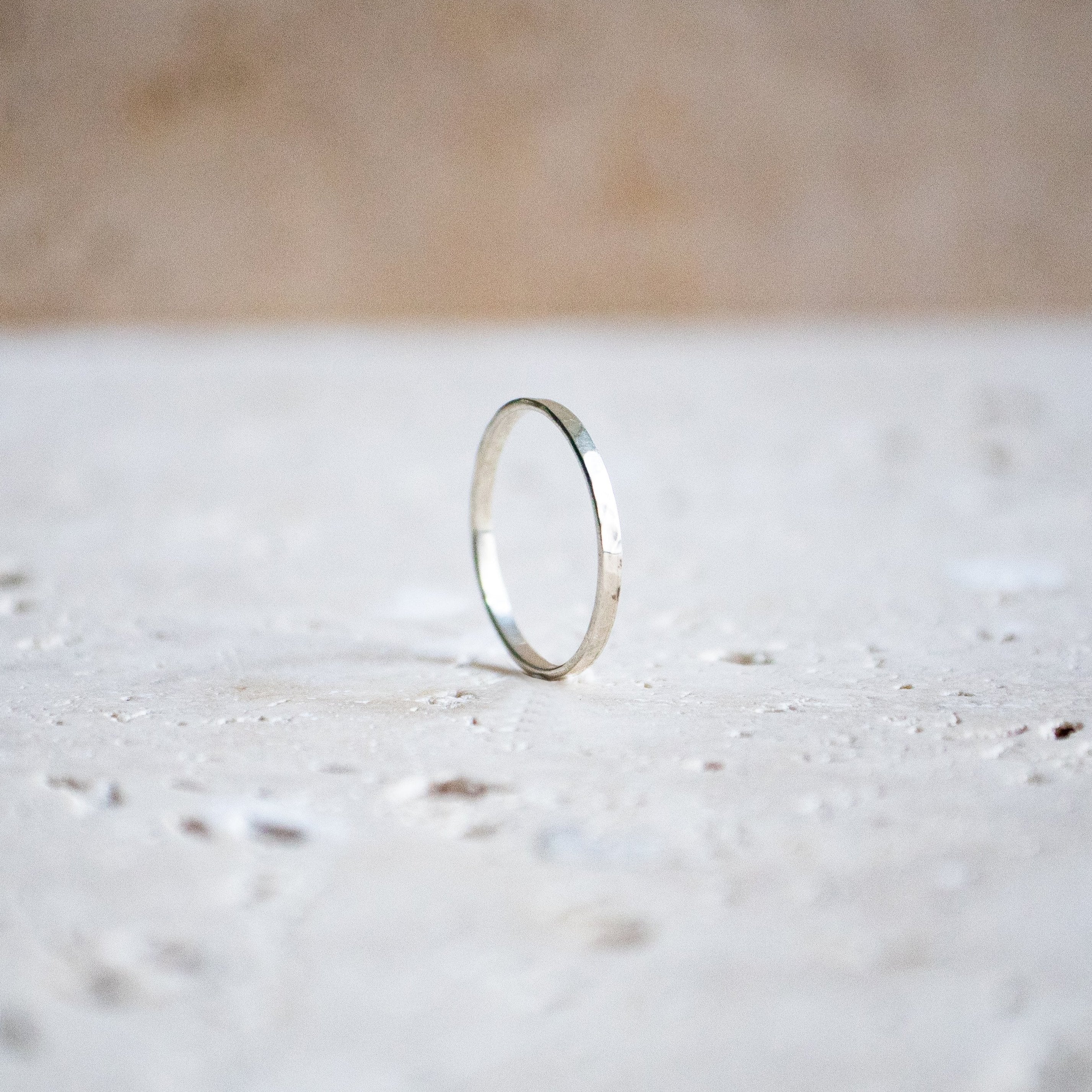 Delicate ring made of 925 sterling silver / hammered stacking ring