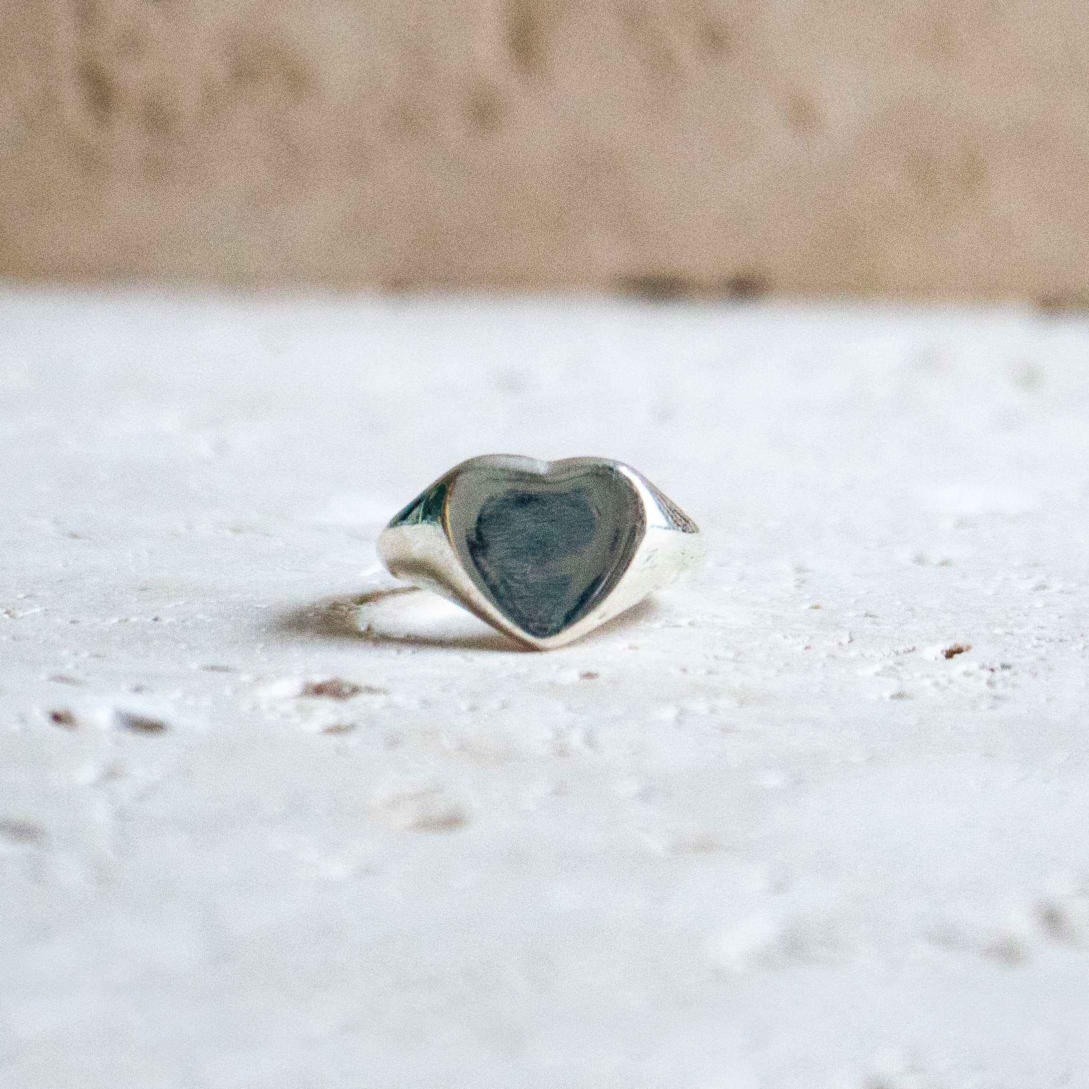 Signet ring made of 925 Sterling silver heart handmade - ring love