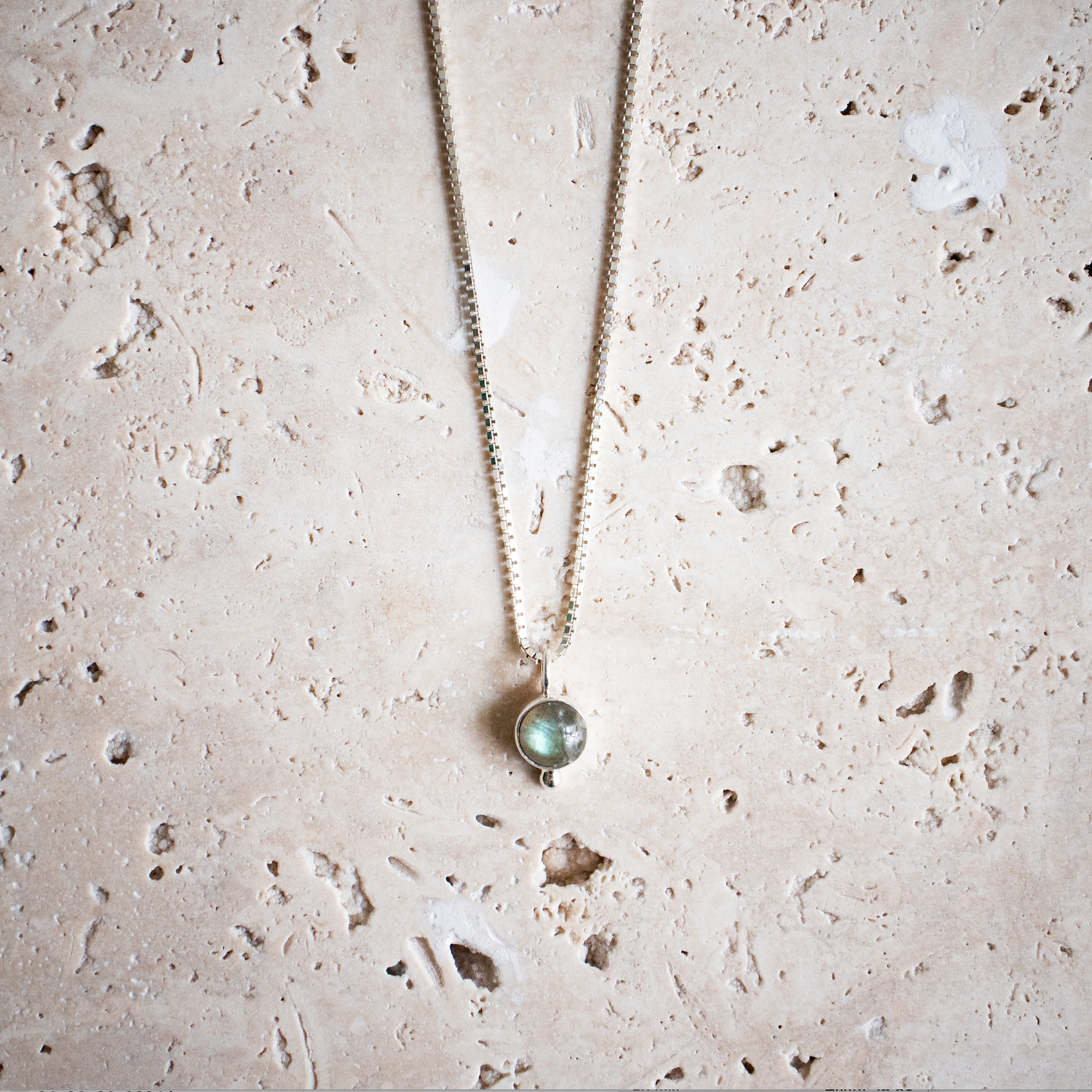 Dainty necklace made of 925 sterling silver with round labradorite gemstone handmade