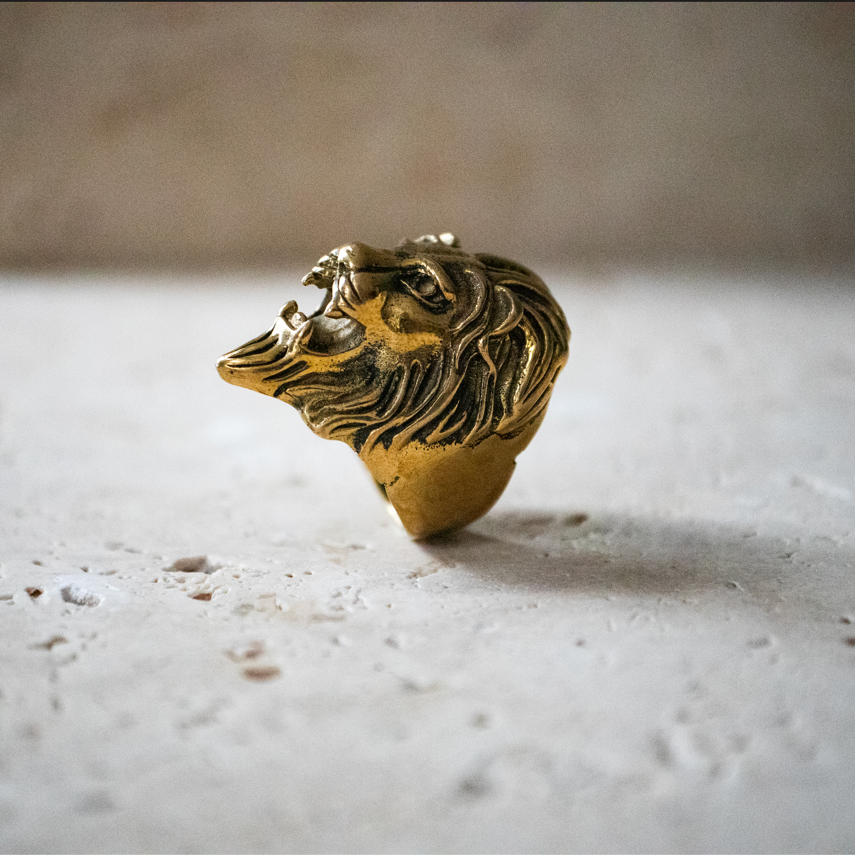 Lion ring king gold handmade