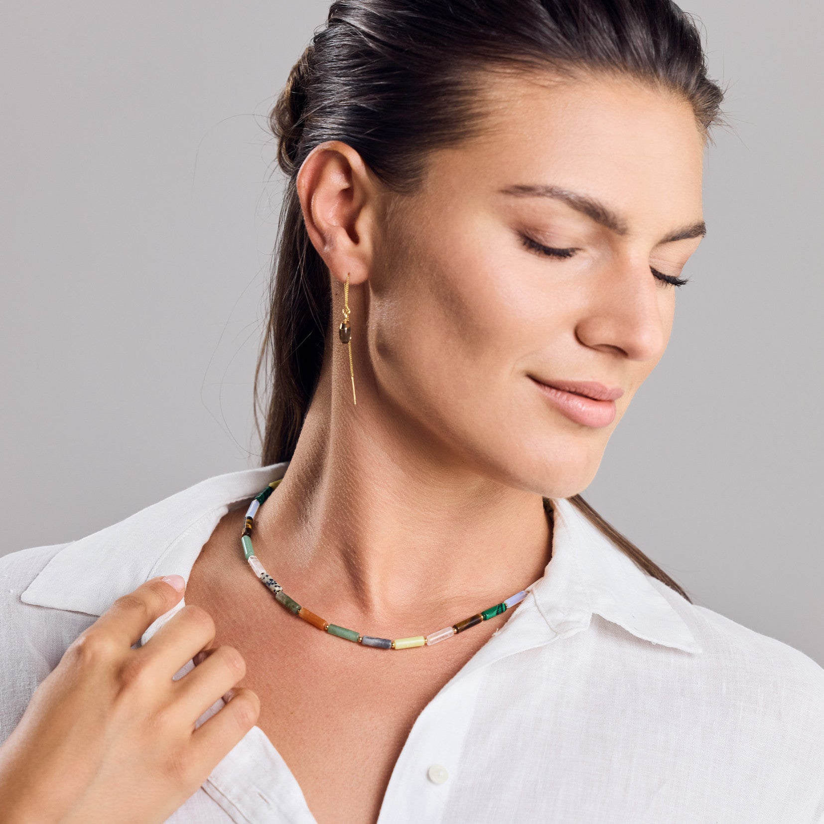 Perlenkette Bunt Regenbogen – Edelsteine, gold oder silber - Nooe UG