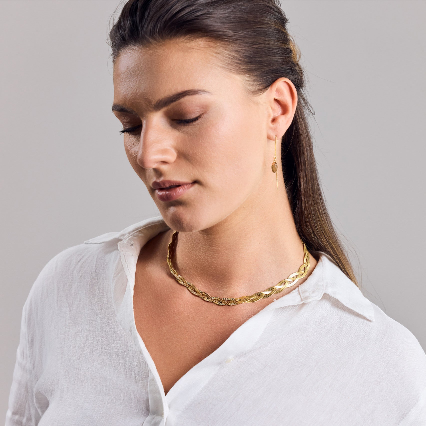 Herringbone Kette dreifach geflocheten - Choker vergoldet - Nooe UG