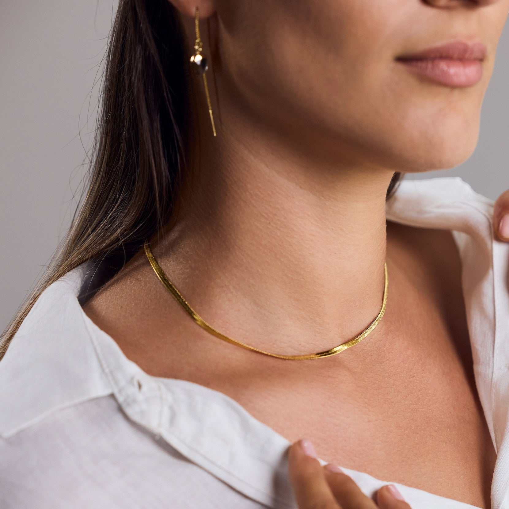 Herringbone Fischgrät Kette vergoldet - Halskette Layering - Nooe UG