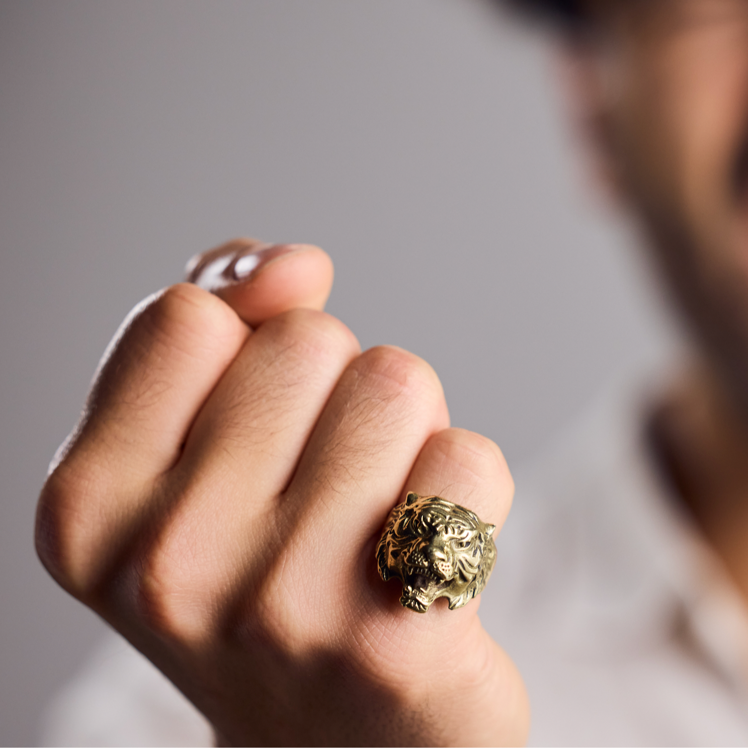 Tigerkopf Tiger Ring gold handgemacht - Nooe UG