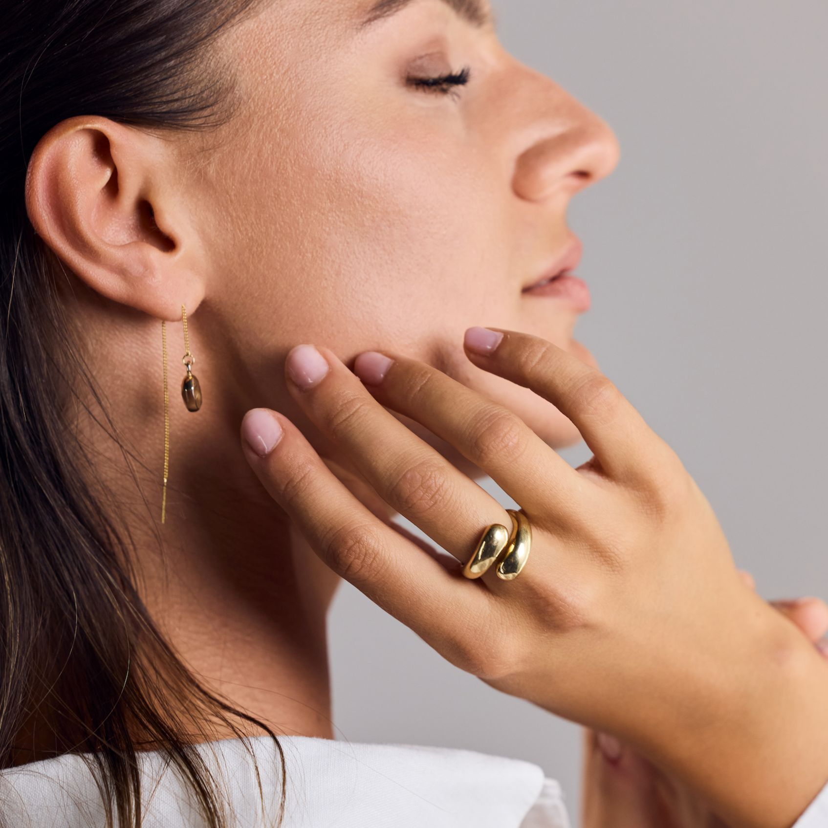 Open chunky ring double size adjustable gold