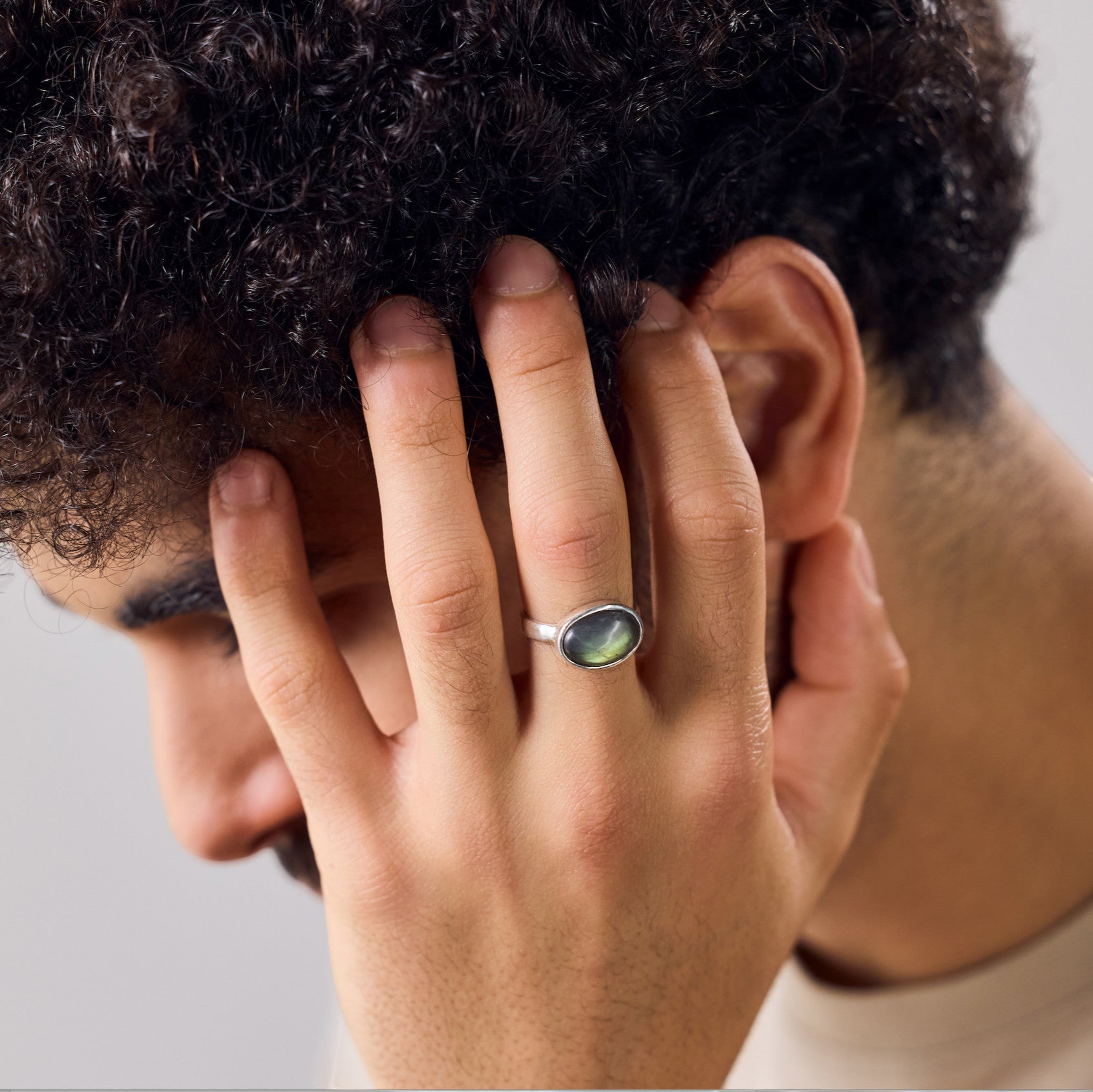 Großer ovaler Labradorit Ring 925 Sterling Silber - Nooe UG