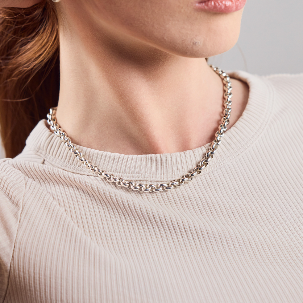 Dicke Handgemachte Gliederkette aus 925 Sterling Silber