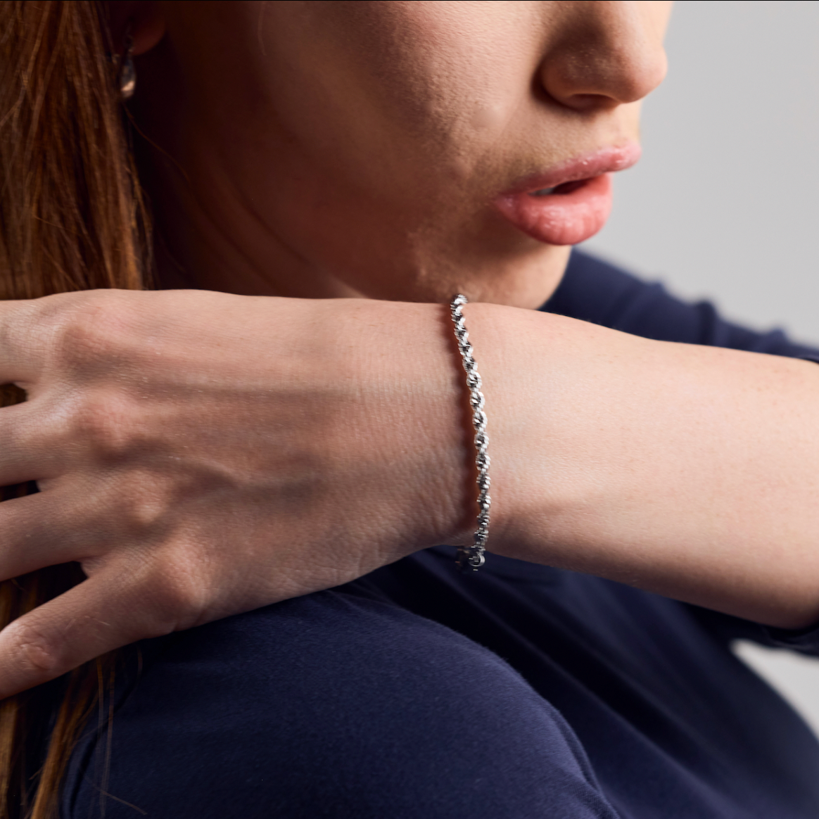 Zartes Seil-Armband aus Edelstahl, silber