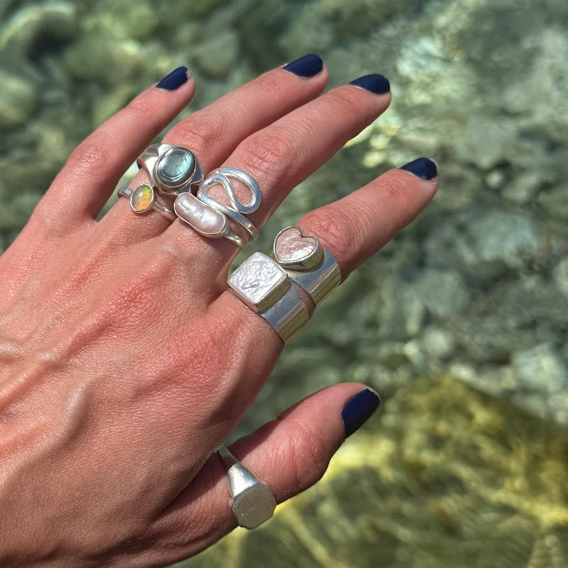 Statement Ring Welle Swirl aus 925 Sterling Silber asymmetrisch handgemacht - Nooe UG