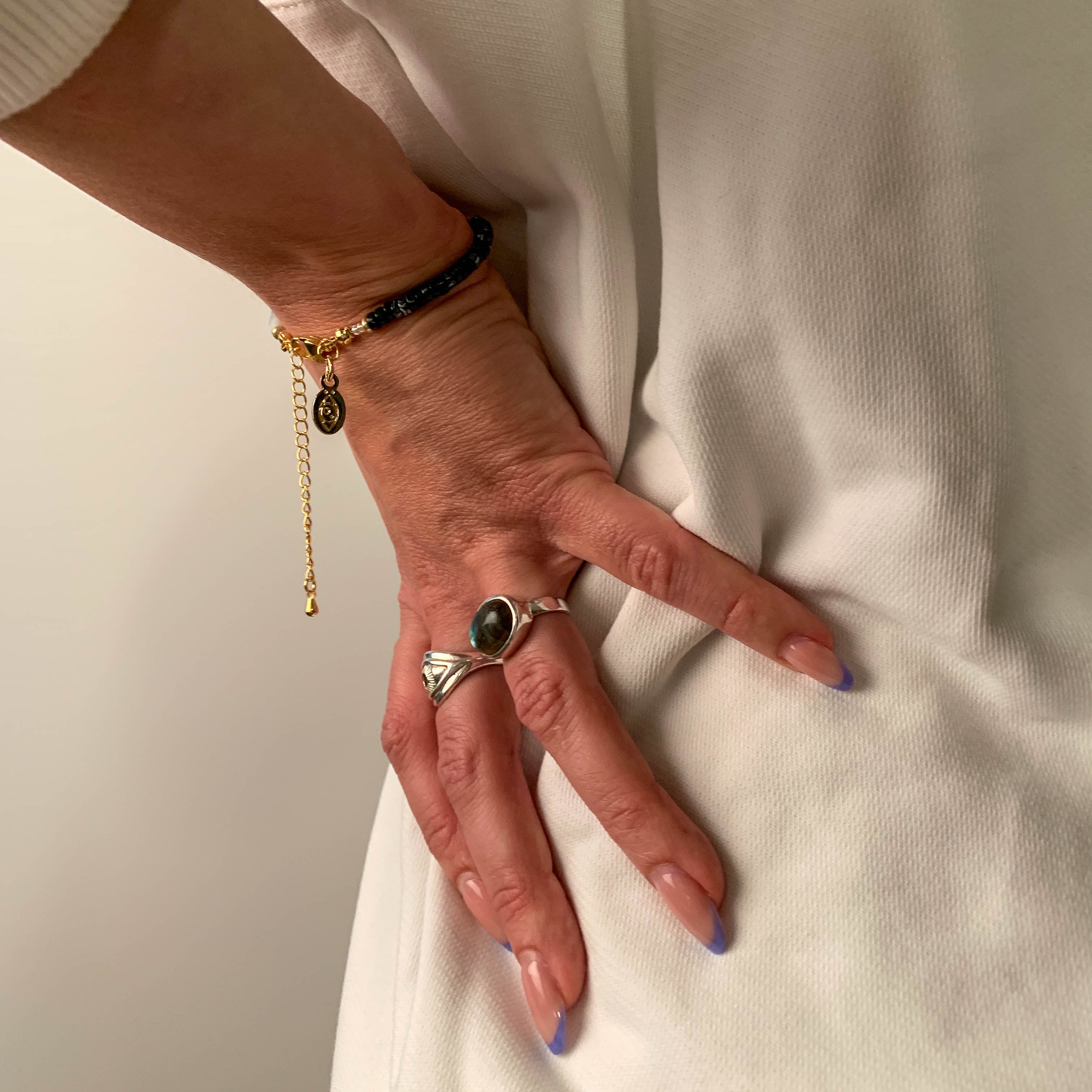 Perlen Armband Edelstein Amazonit vergoldet handgemacht - NooeBerlin