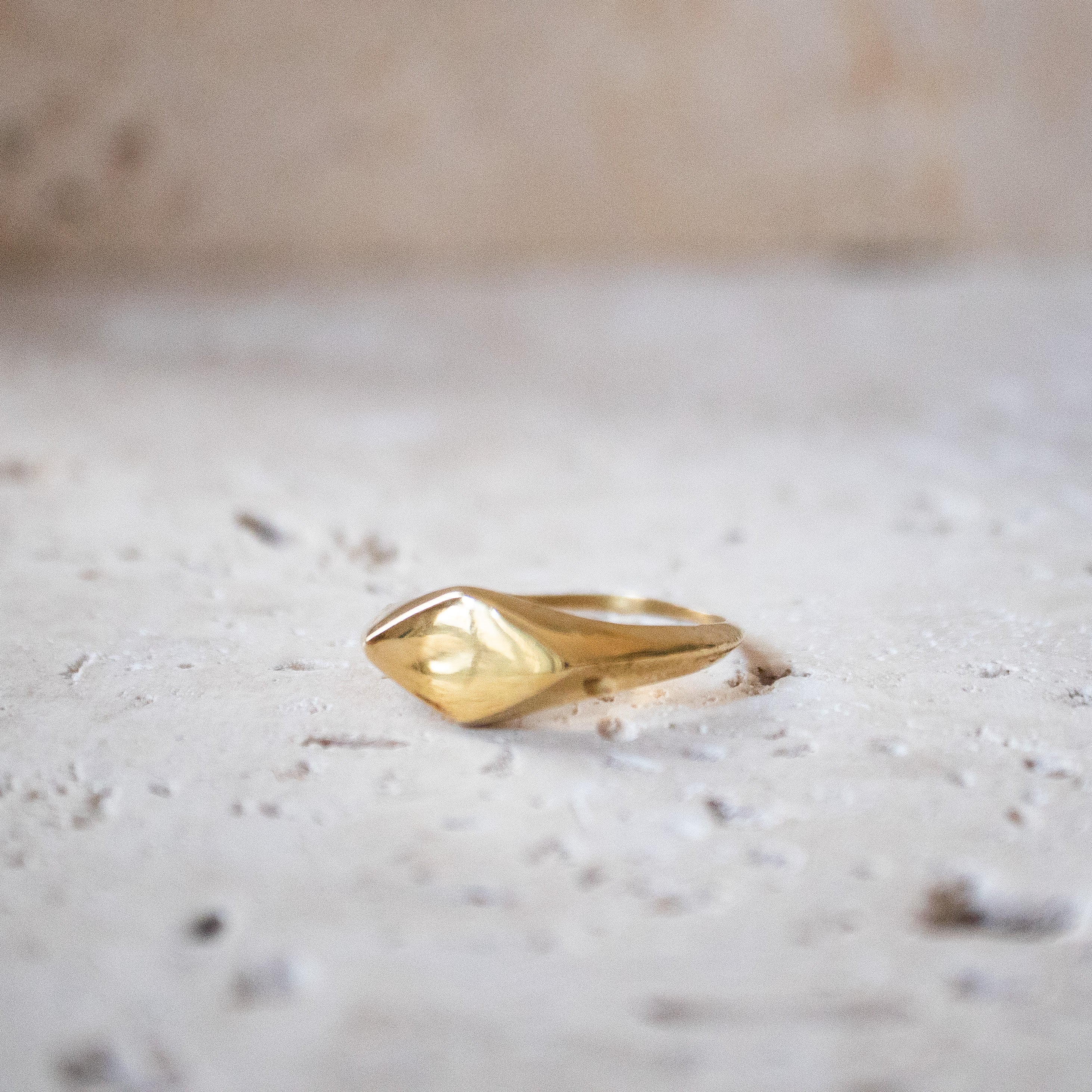 Brass square signet ring | Small golden signet ring handmade