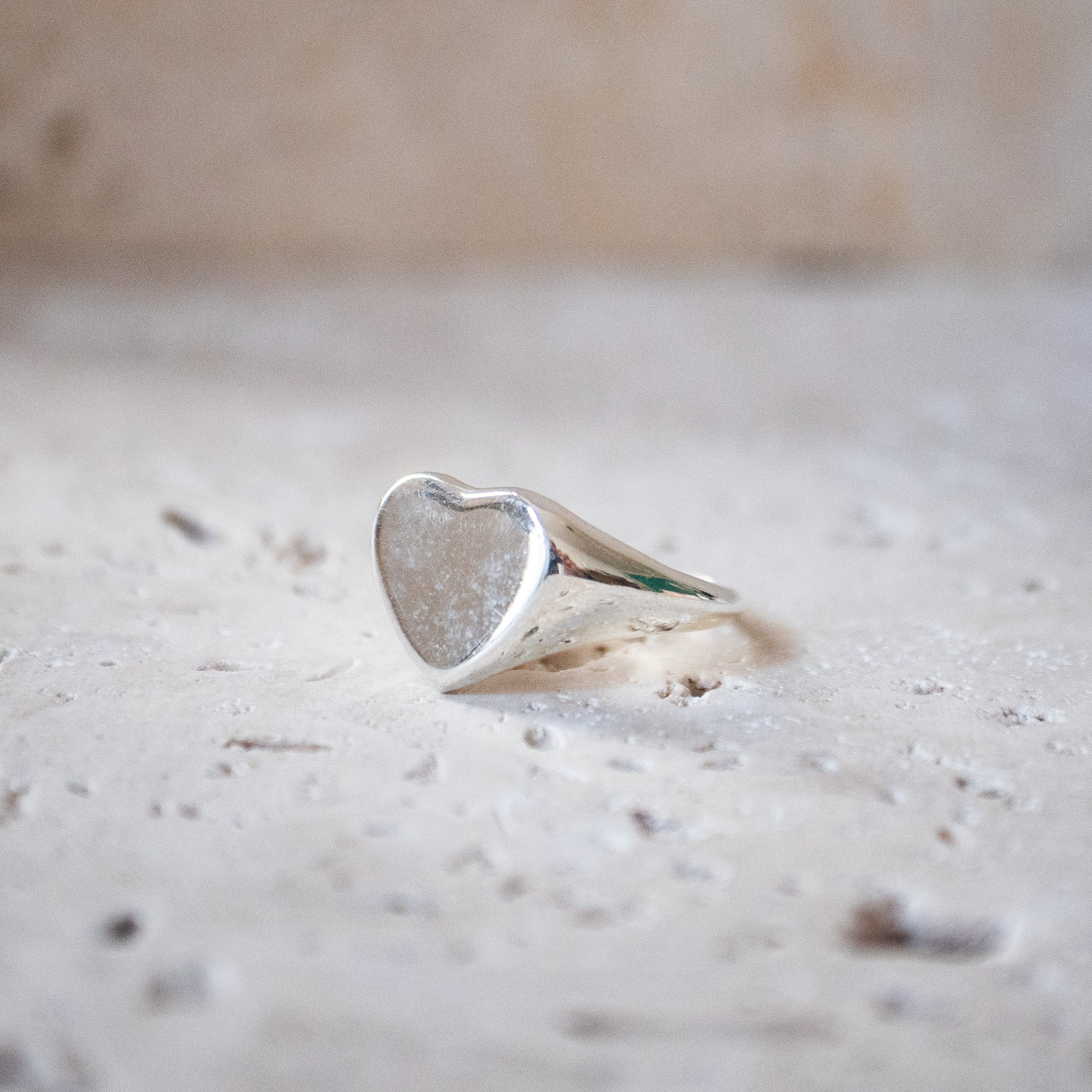 Signet ring made of 925 Sterling silver heart handmade - ring love