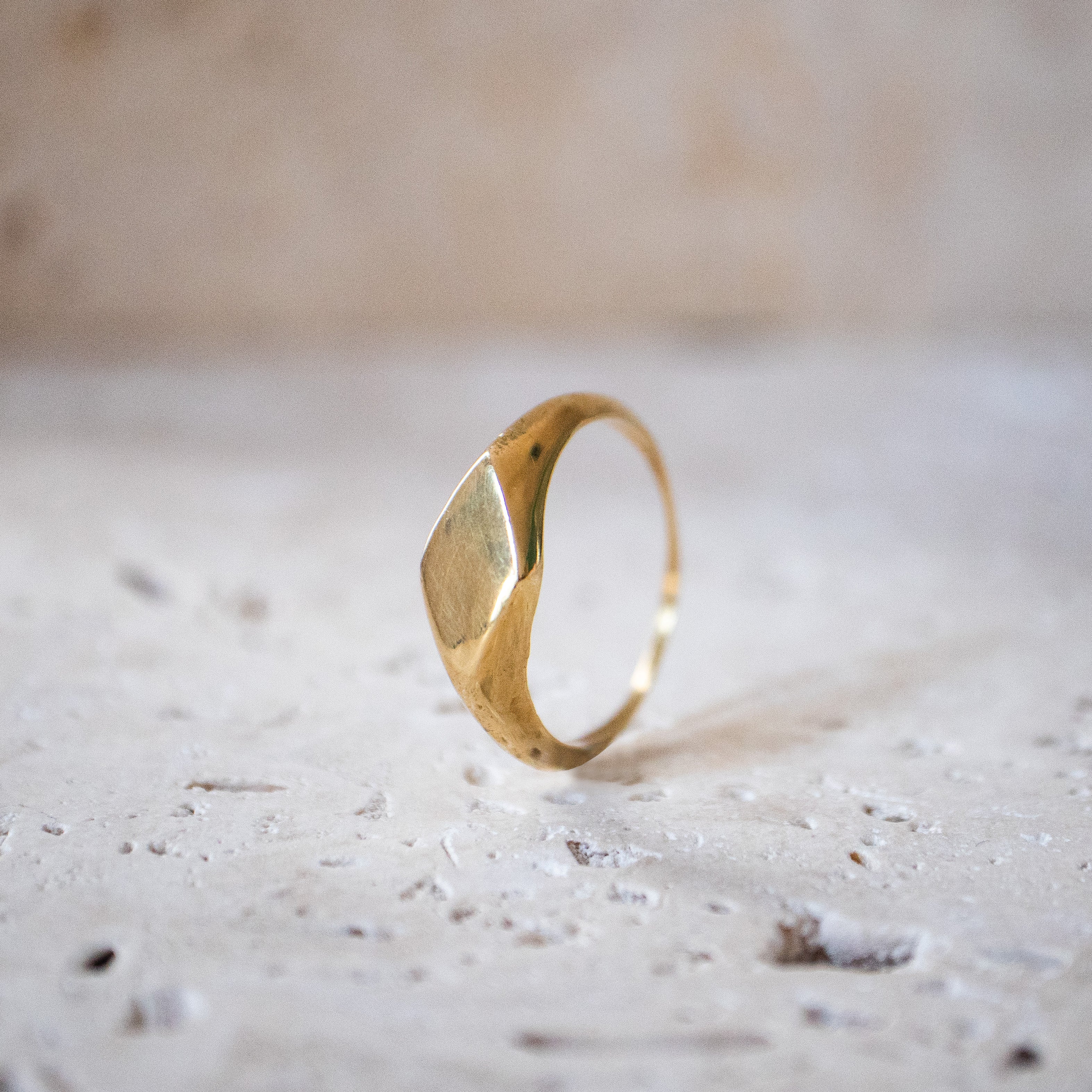 Brass square signet ring | Small golden signet ring handmade